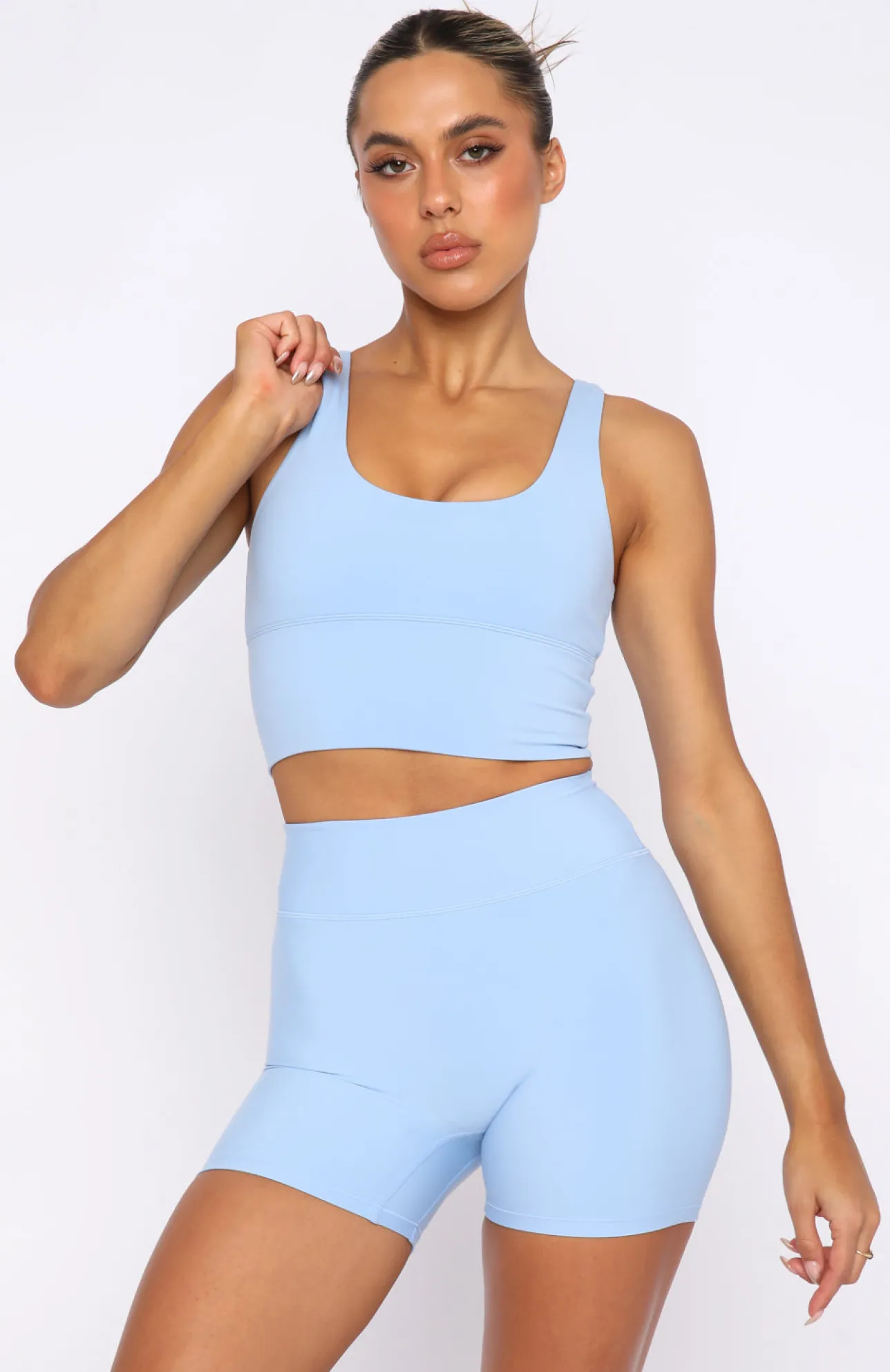 White Fox Boutique Activation Sports Crop Sky blue New