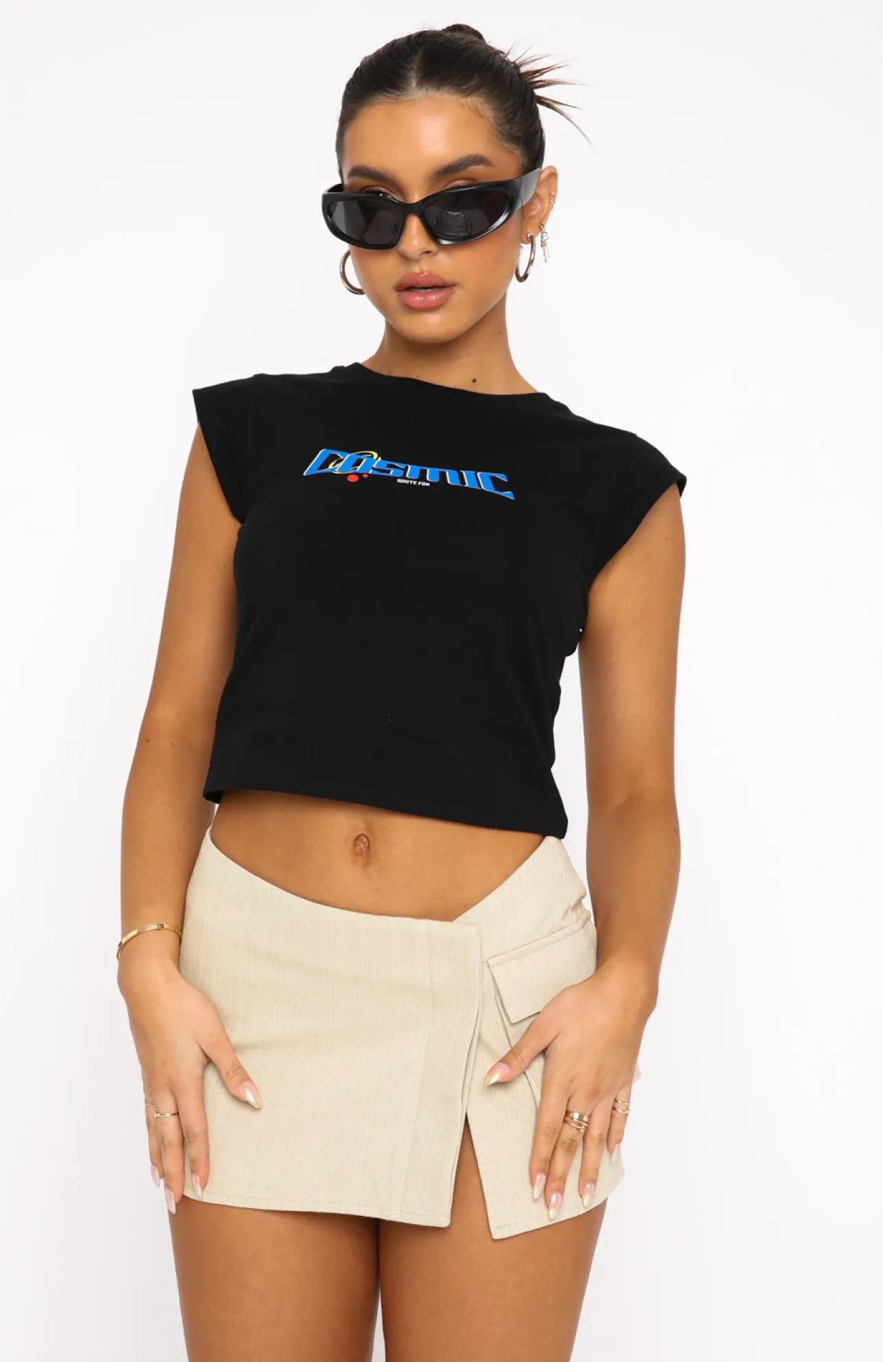 White Fox Boutique Adding Spice Baby Tee black Cheap