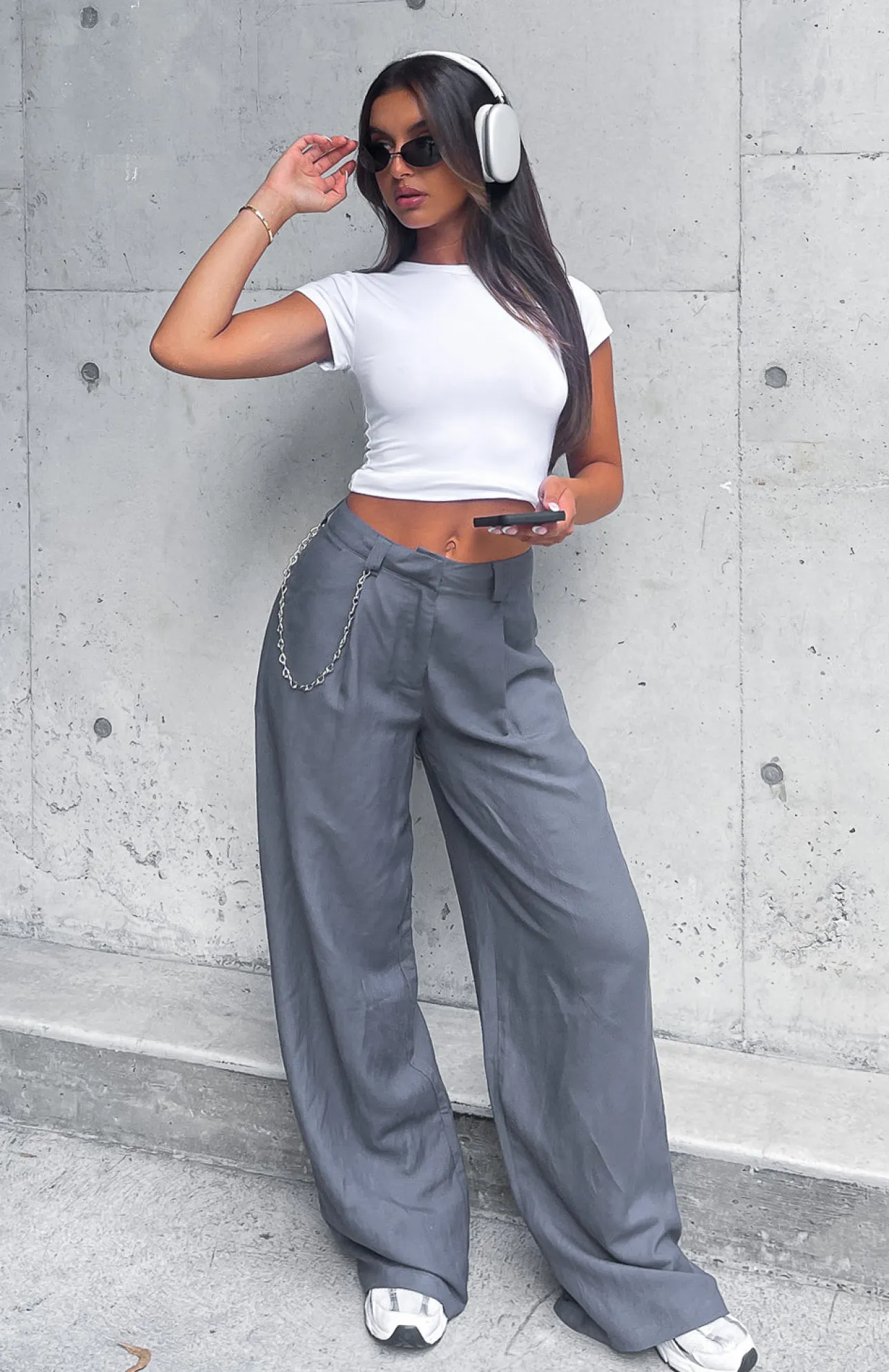 White Fox Boutique All About It Pants Charcoal grey Online