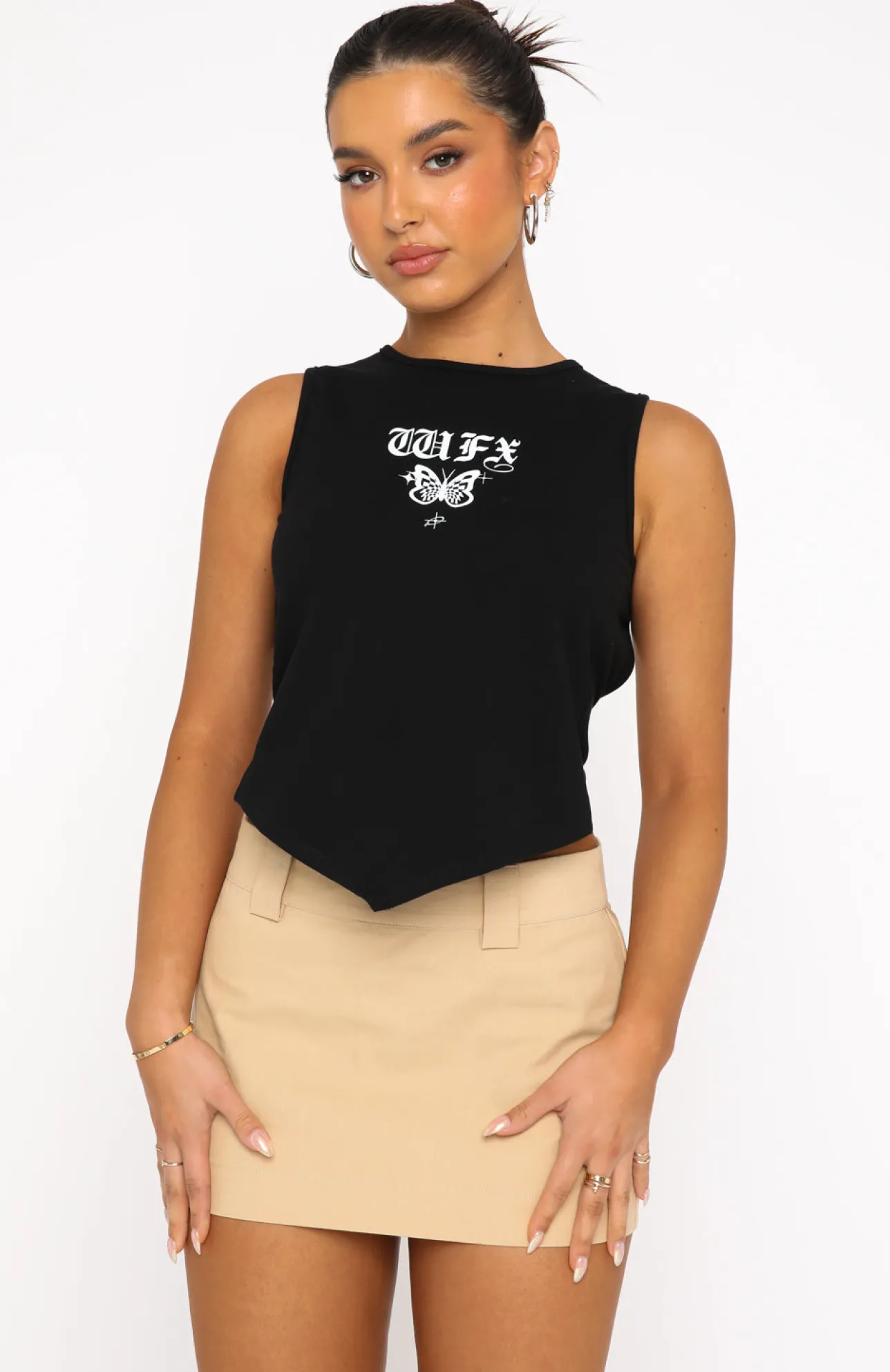 White Fox Boutique All That Talk Backless Tank black Hot
