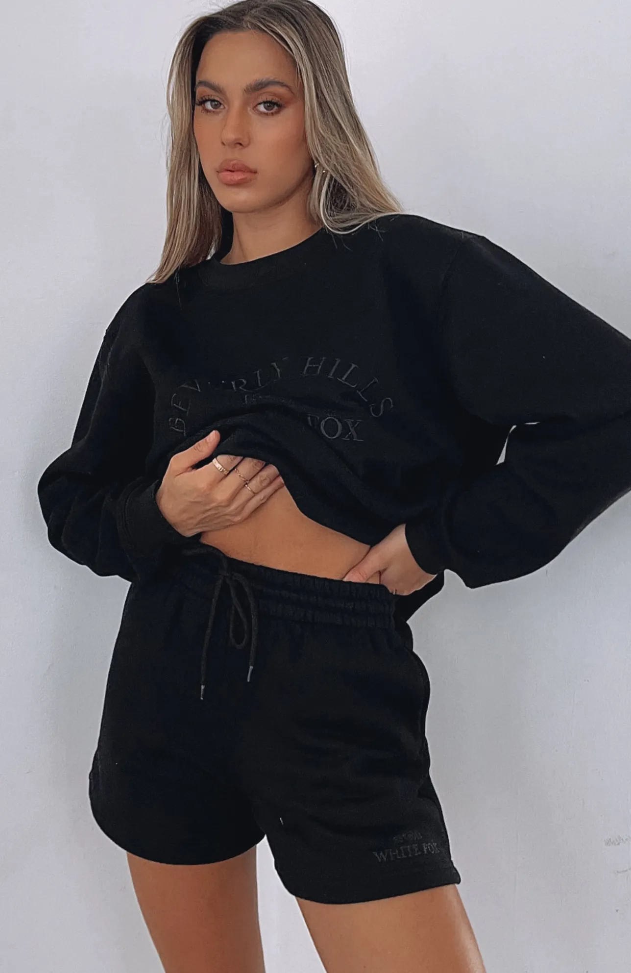 White Fox Boutique Along For The Ride Lounge Shorts black Discount