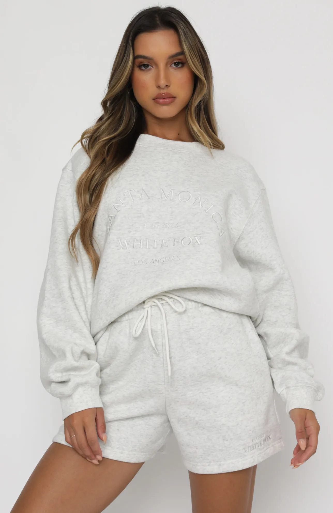 White Fox Boutique Along For The Ride Lounge Shorts Marle grey Flash Sale