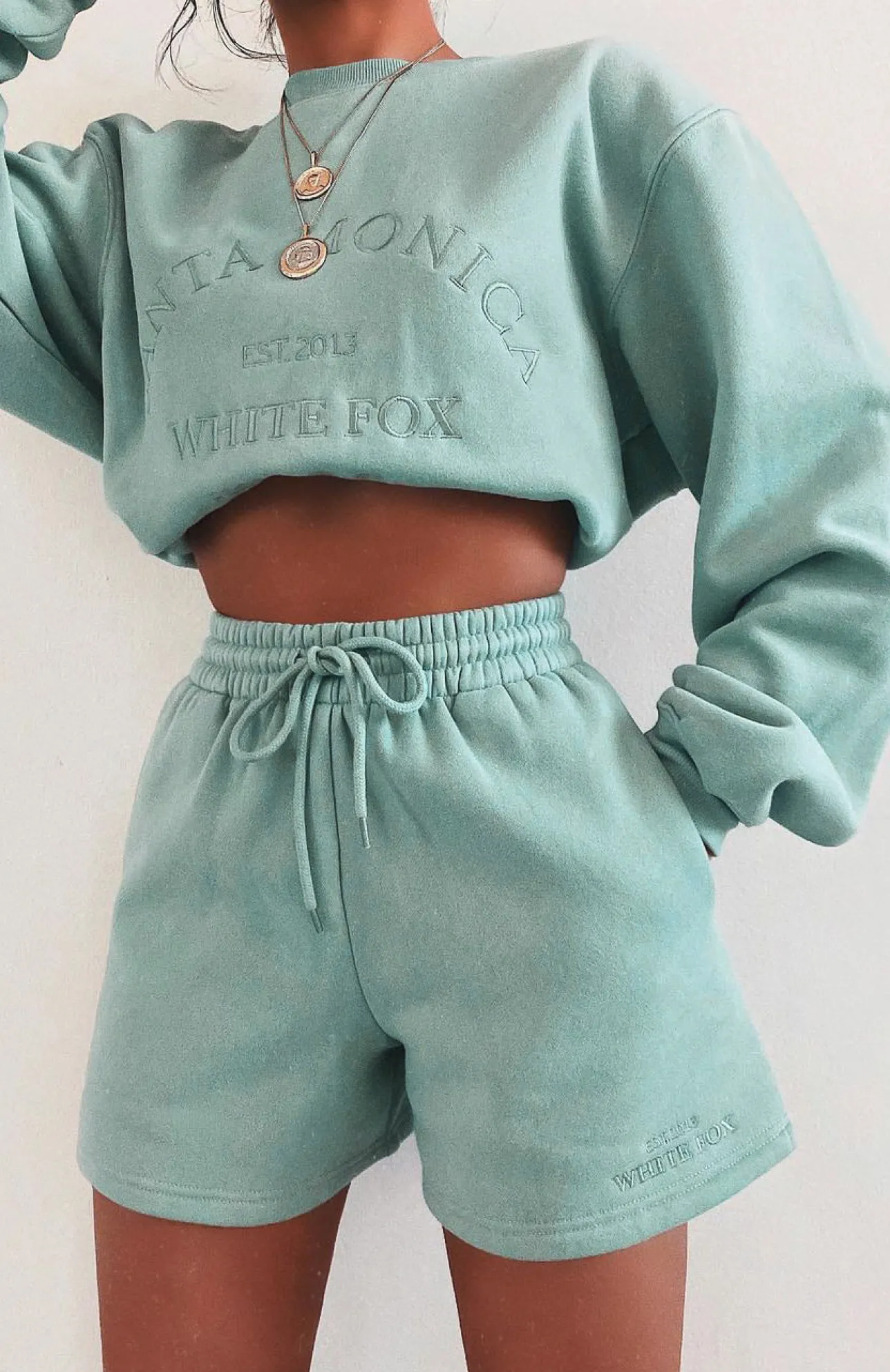 White Fox Boutique Along For The Ride Lounge Shorts Sage green Flash Sale