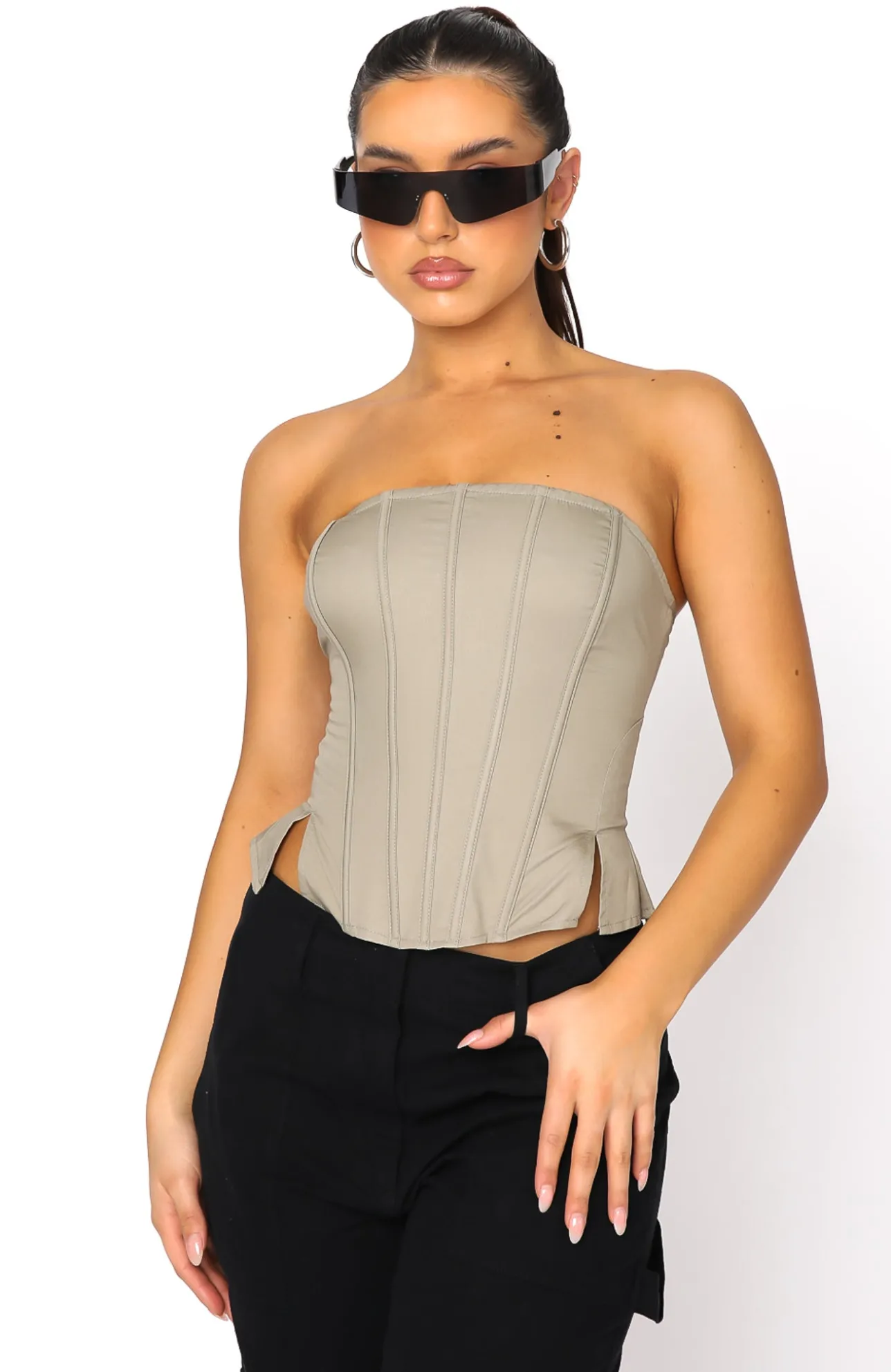 White Fox Boutique Always A Good Idea Bustier Mushroom grey Cheap