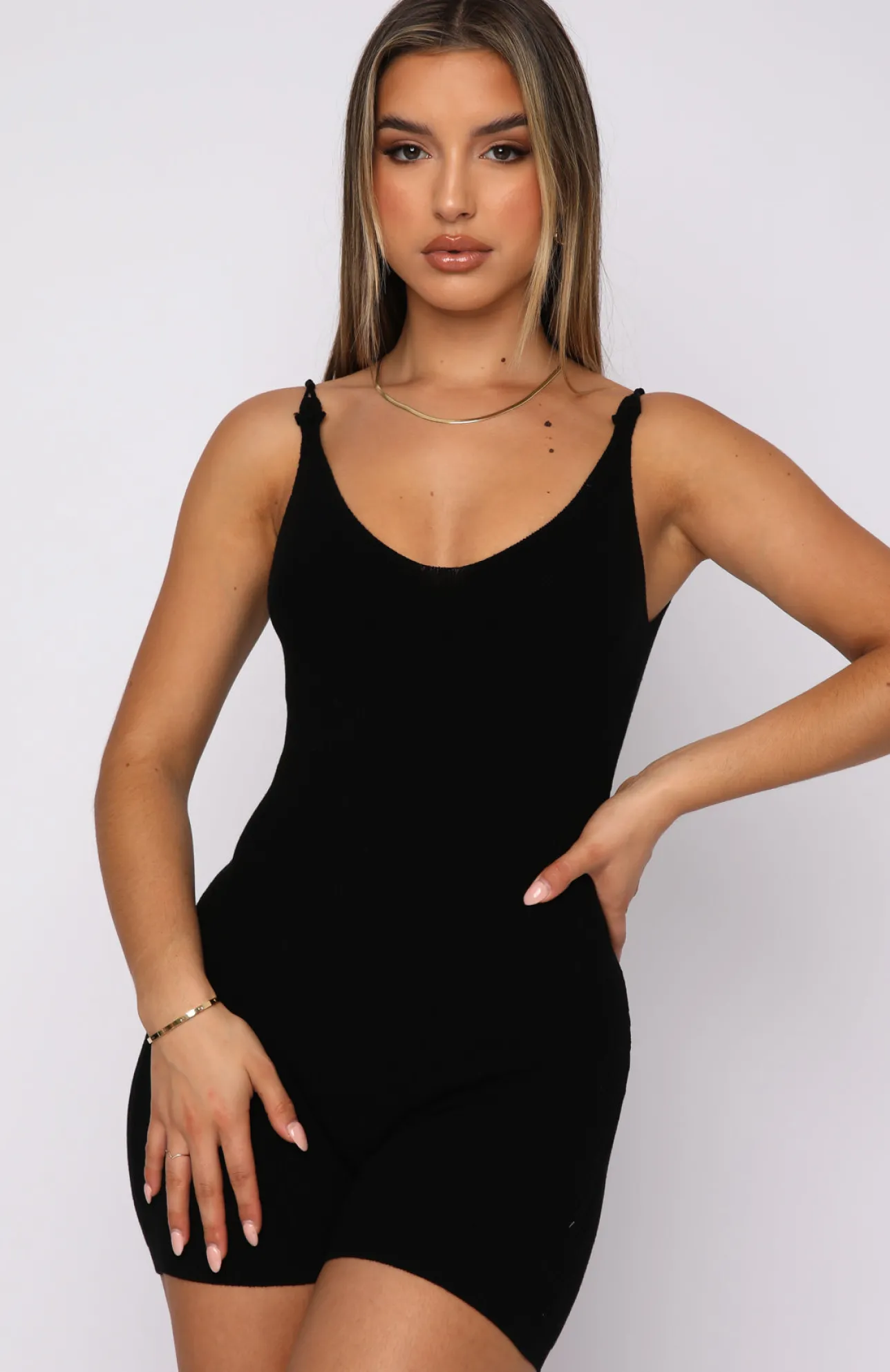 White Fox Boutique Always Loyal Knit Playsuit black Best
