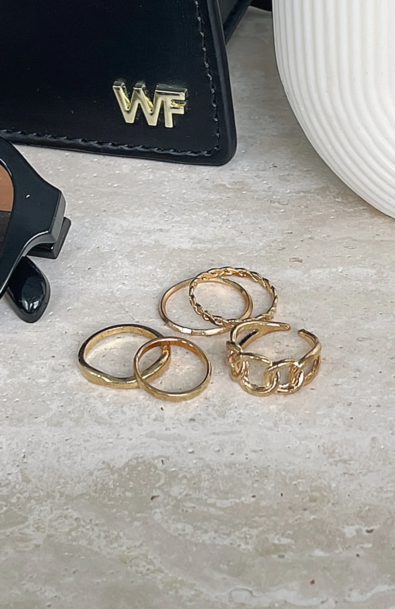 White Fox Boutique Asha Ring Set gold Cheap