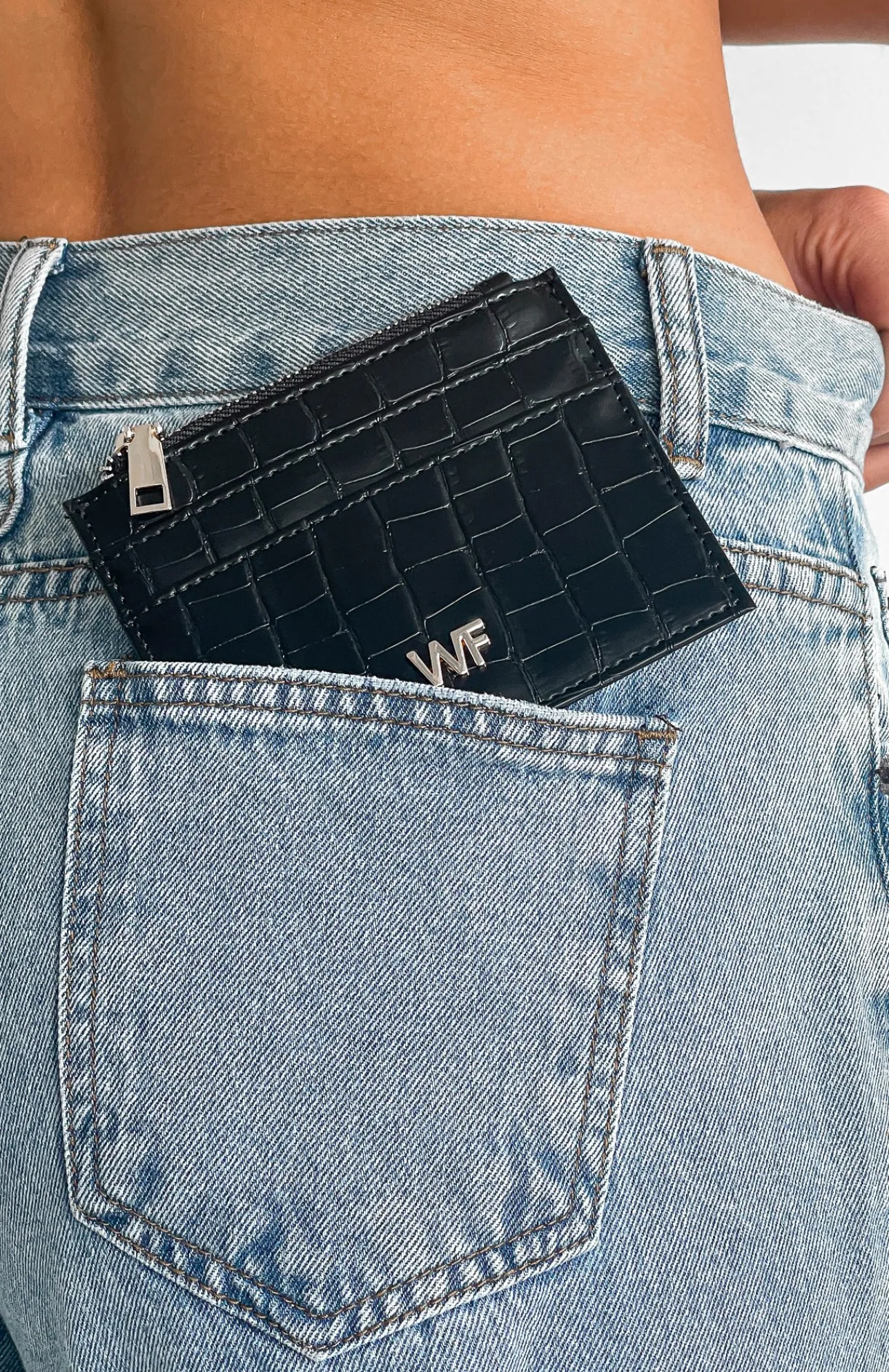 White Fox Boutique Ava Card Holder Croc black Sale