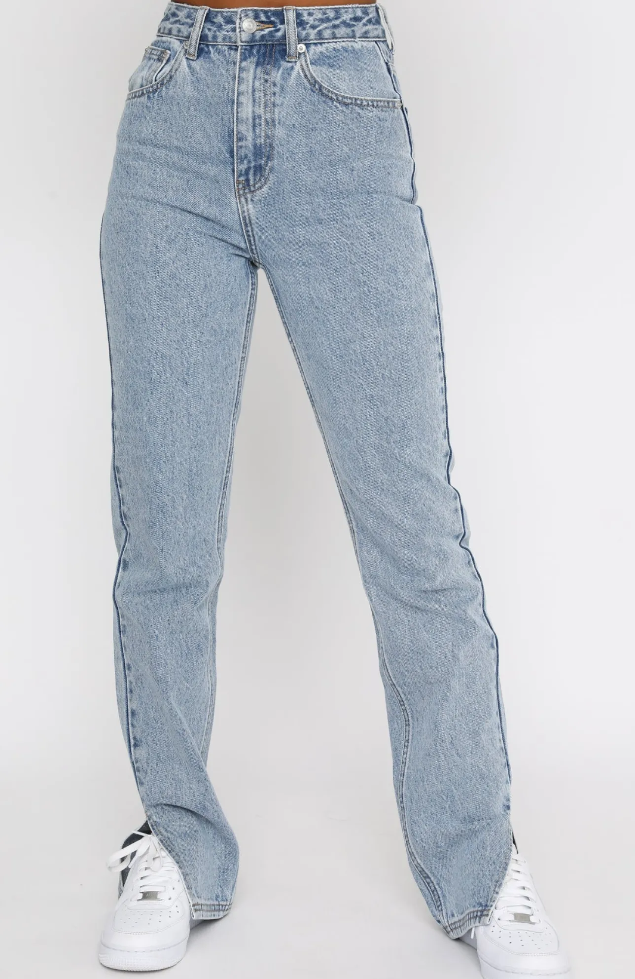 White Fox Boutique Be Cool Straight Leg Denim Jeans Washed blue Shop