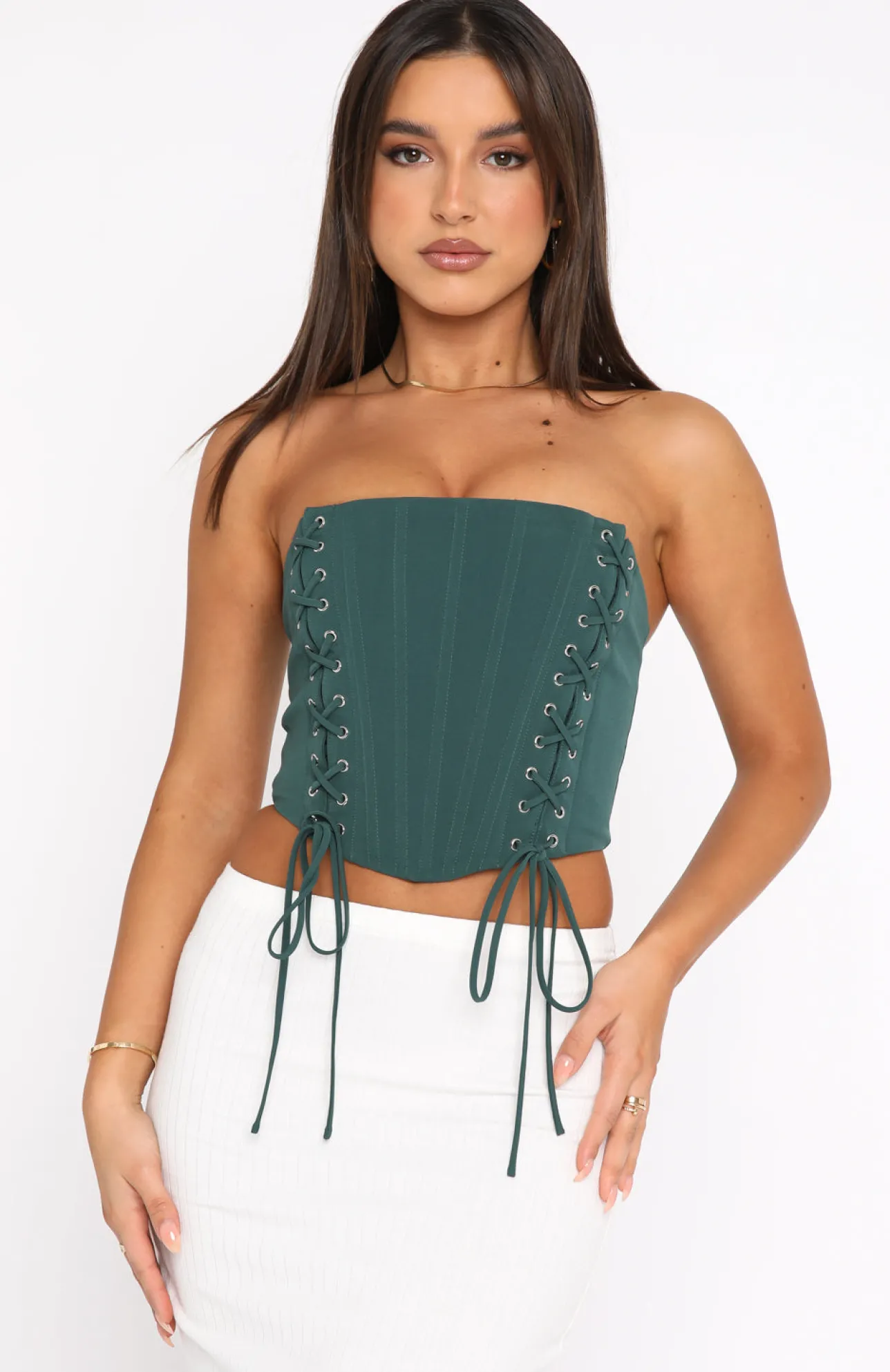 White Fox Boutique Because I Can Bustier Forest green Flash Sale