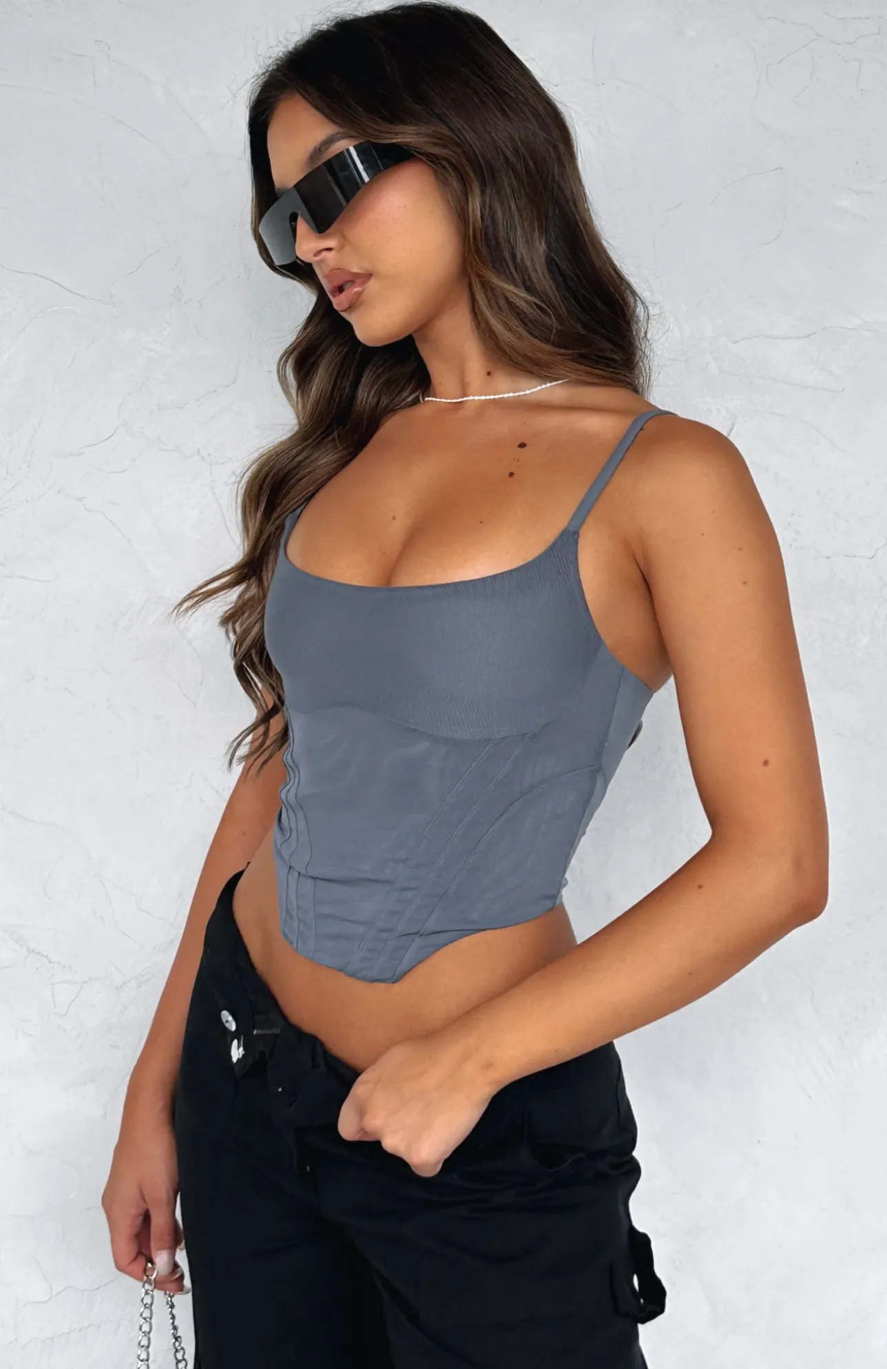 White Fox Boutique Best I Ever Had Mesh Crop Dark grey Flash Sale