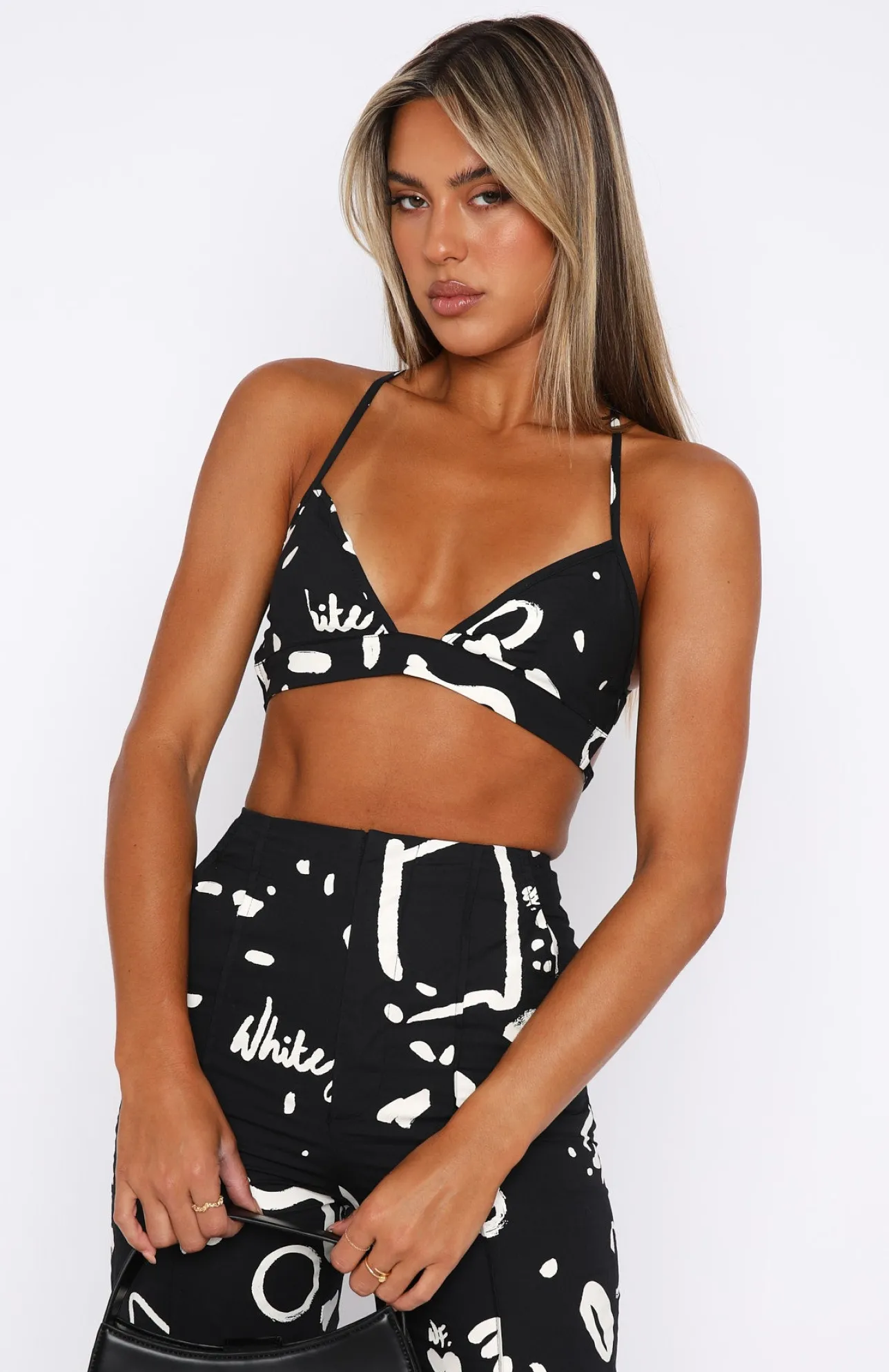 White Fox Boutique Better Without You Crop Scribble black Cheap