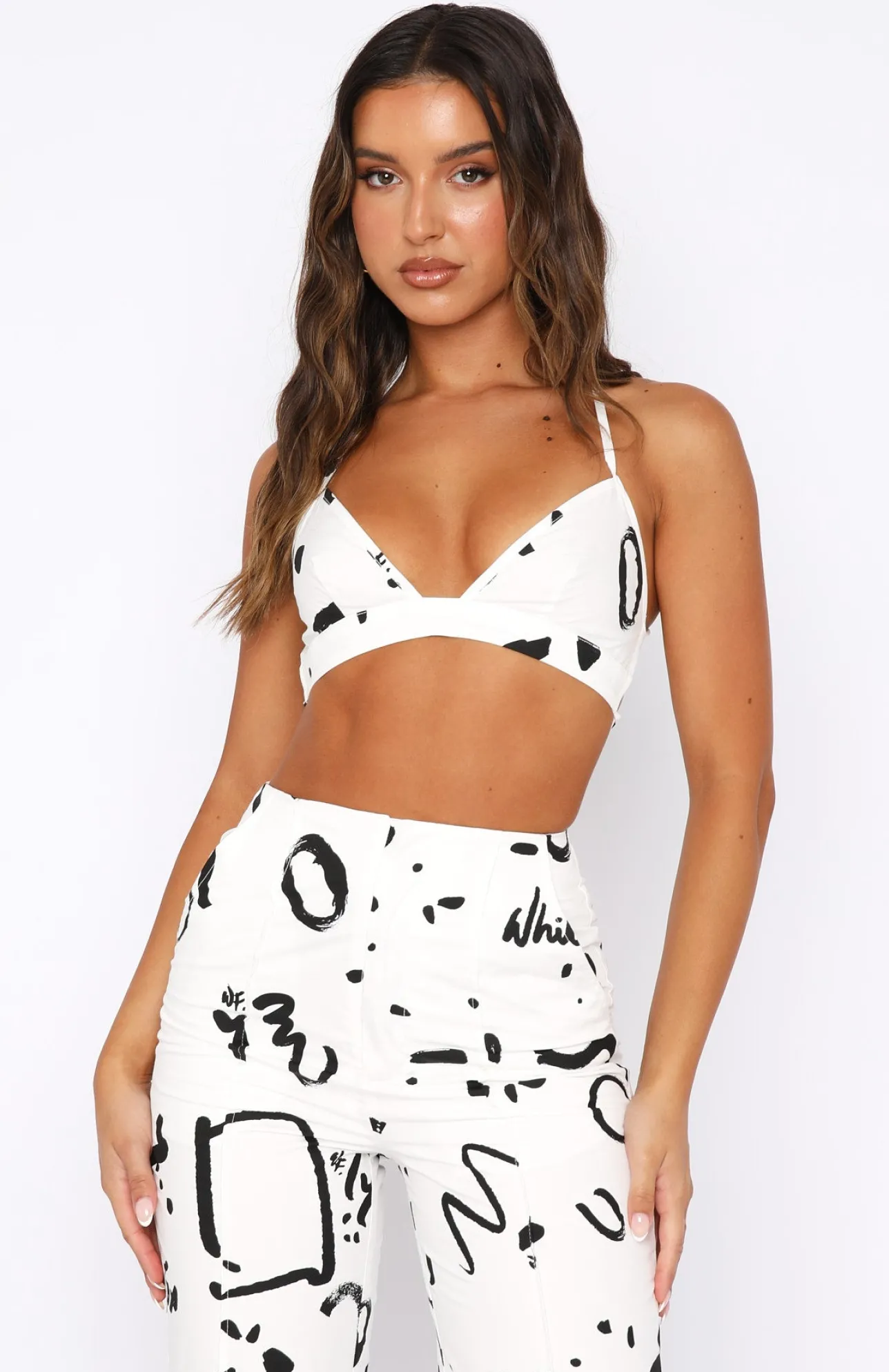 White Fox Boutique Better Without You Crop Scribble white Clearance