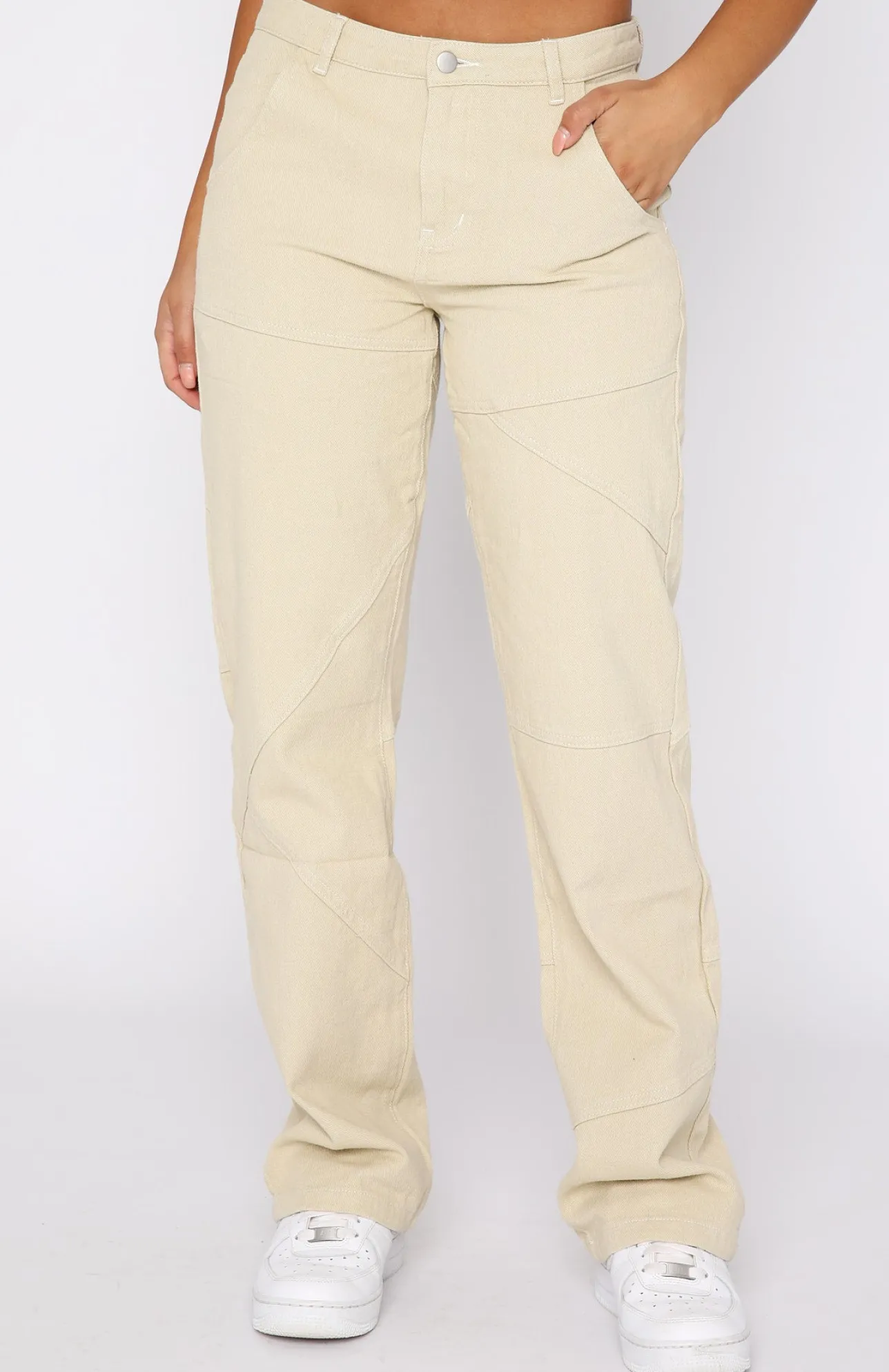 White Fox Boutique Big Energy Cargo Pants Beige nude Shop