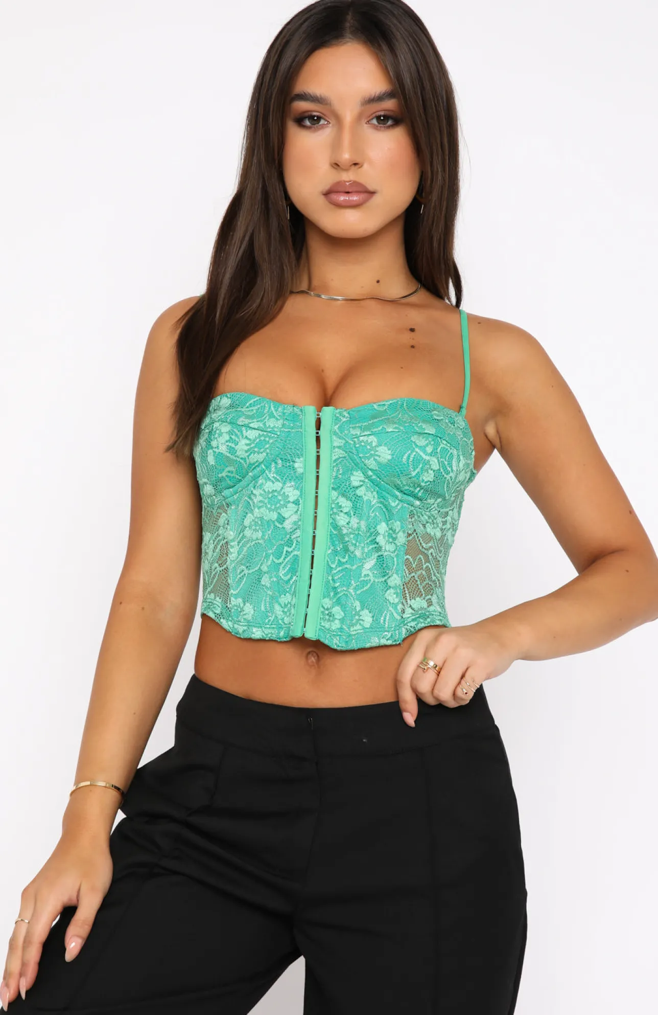 White Fox Boutique Brighter Days Ahead Lace Bustier green Shop