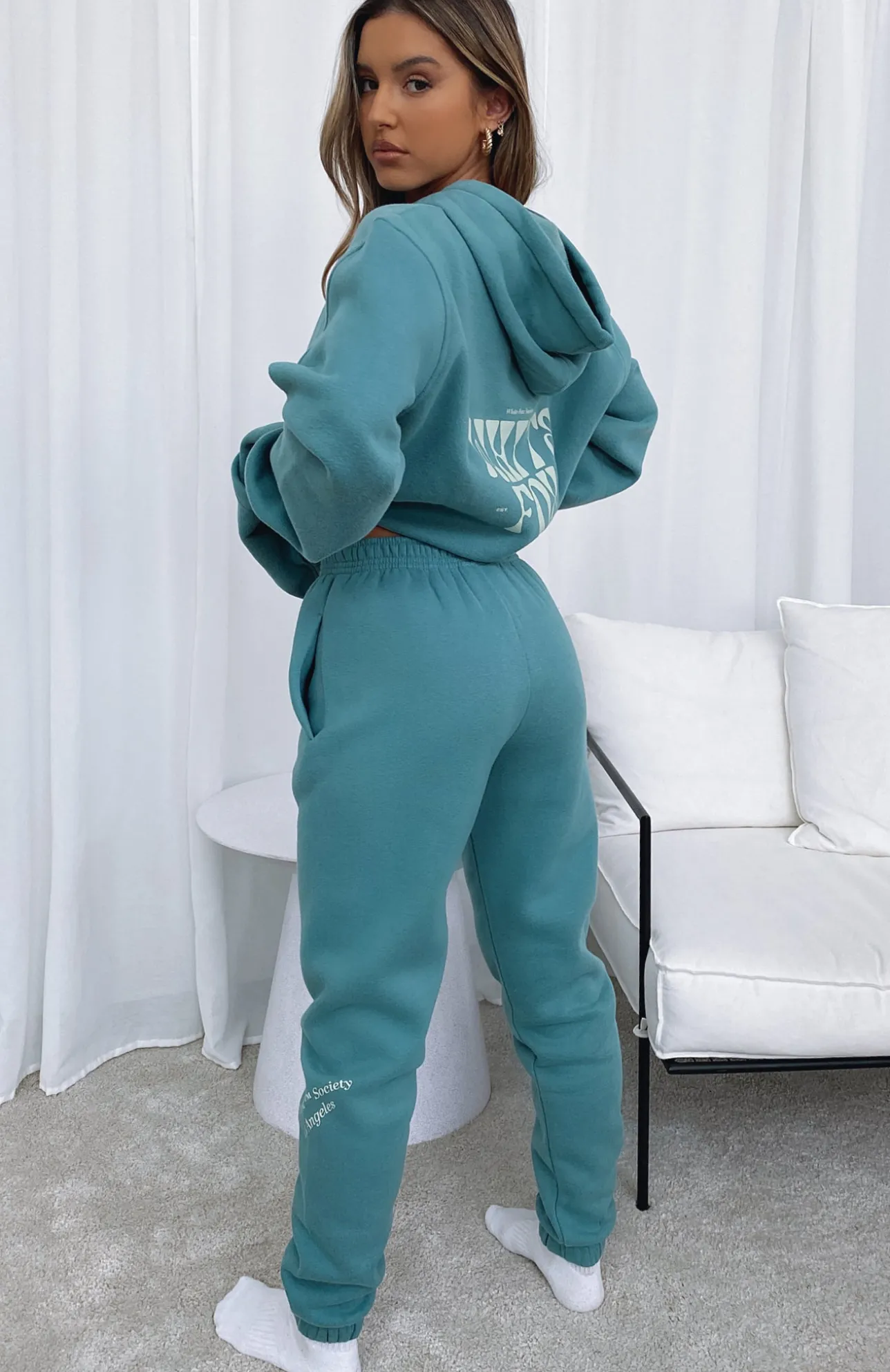 White Fox Boutique Can't Get Enough Sweatpants Teal green Flash Sale