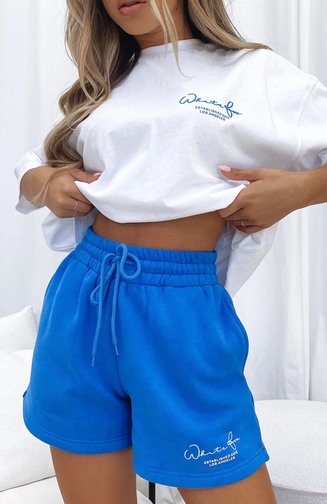 White Fox Boutique Check It Out Lounge Shorts Electric blue Discount