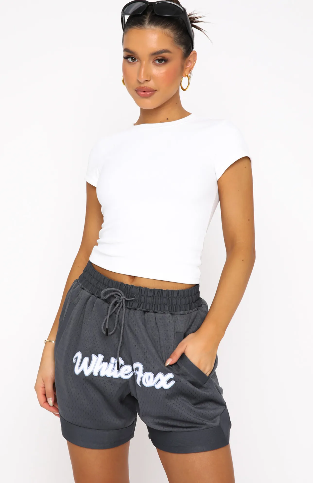 White Fox Boutique Check This Out Shorts Charcoal grey Online