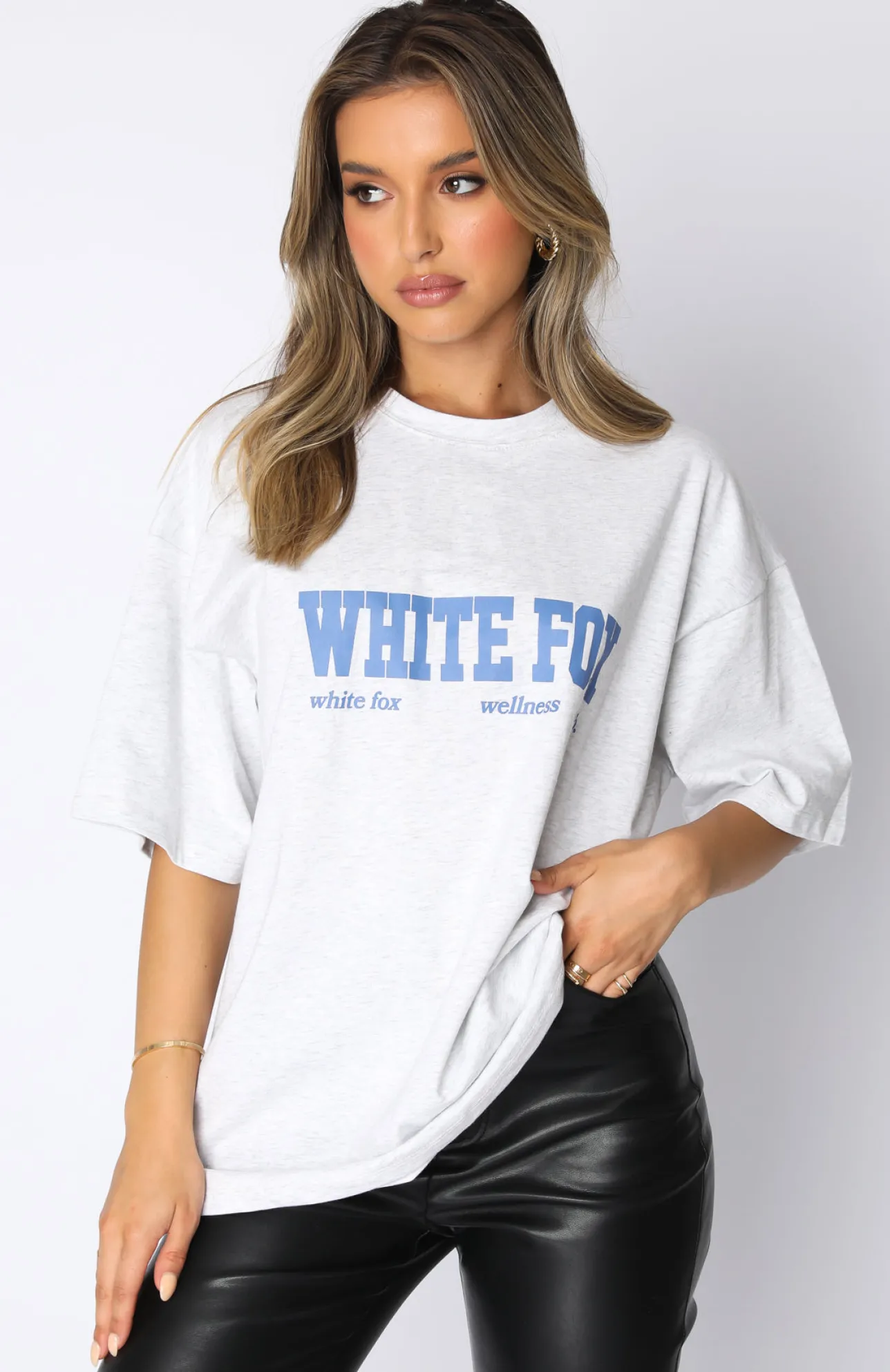 White Fox Boutique Classic Vibe Oversized Tee Marle grey Best