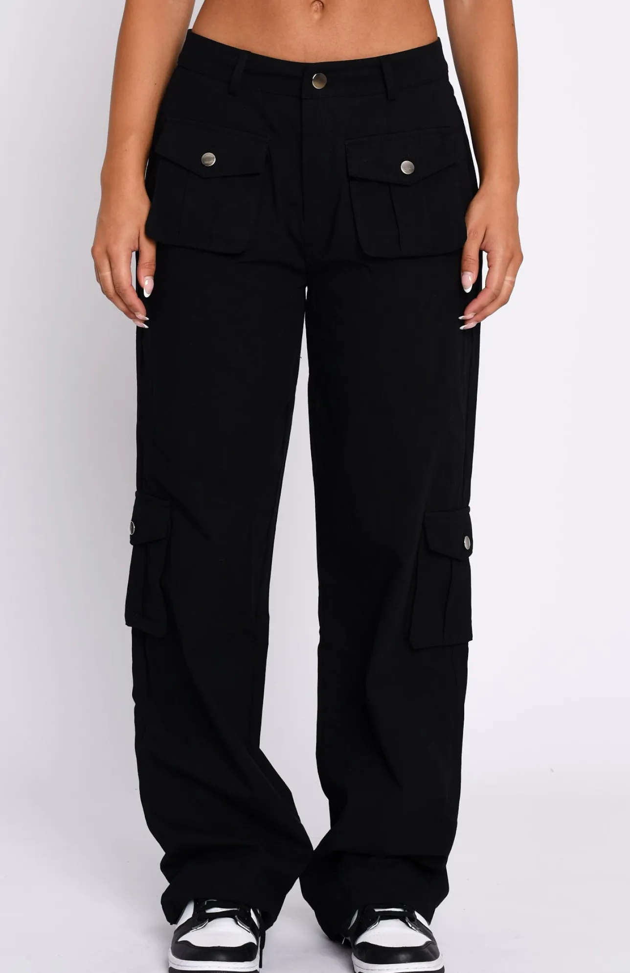 White Fox Boutique Clear My Mind Cargo Pants black Outlet
