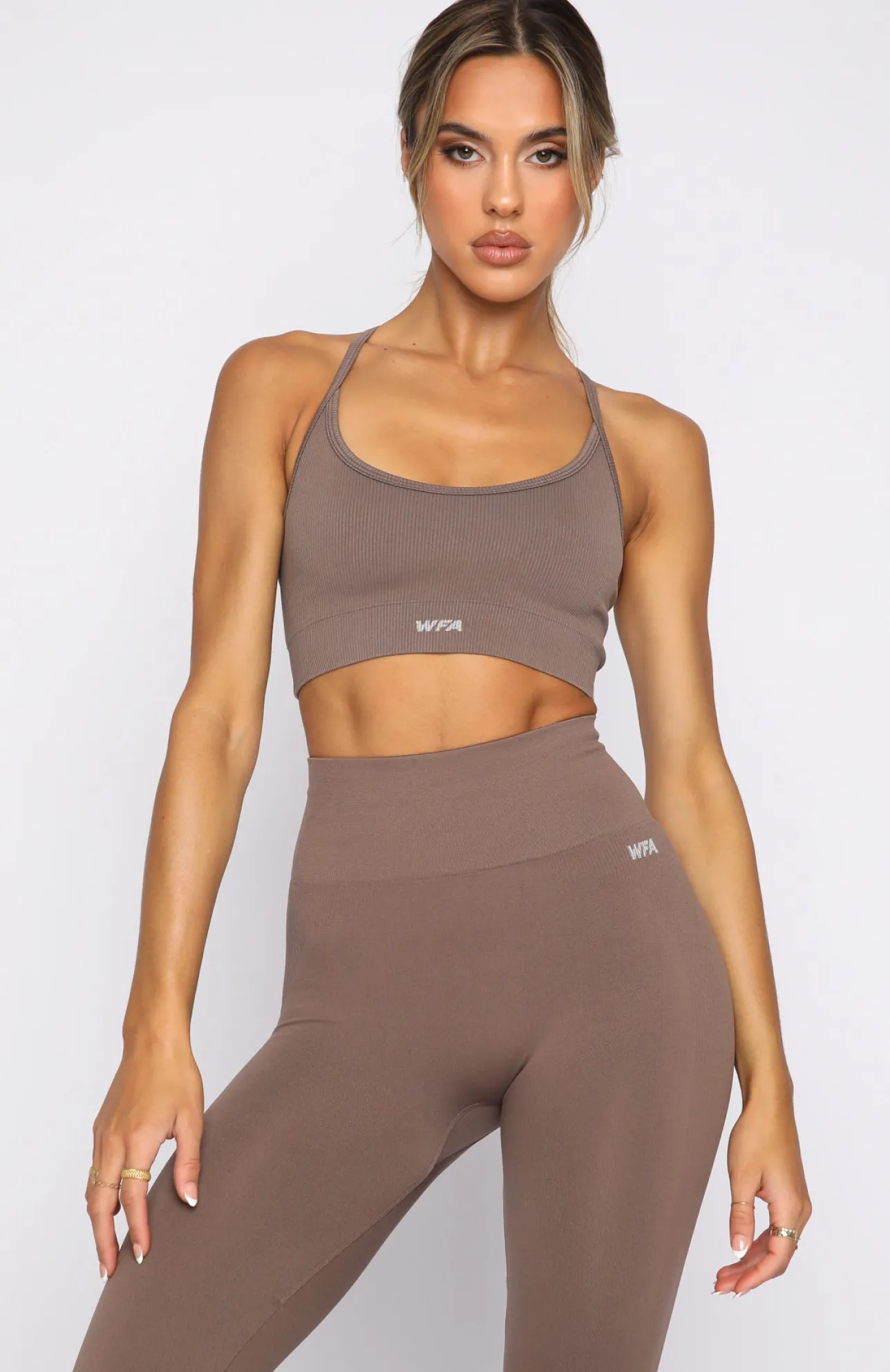 White Fox Boutique Cool Off Seamless Sports Bra Cocoa brown Clearance