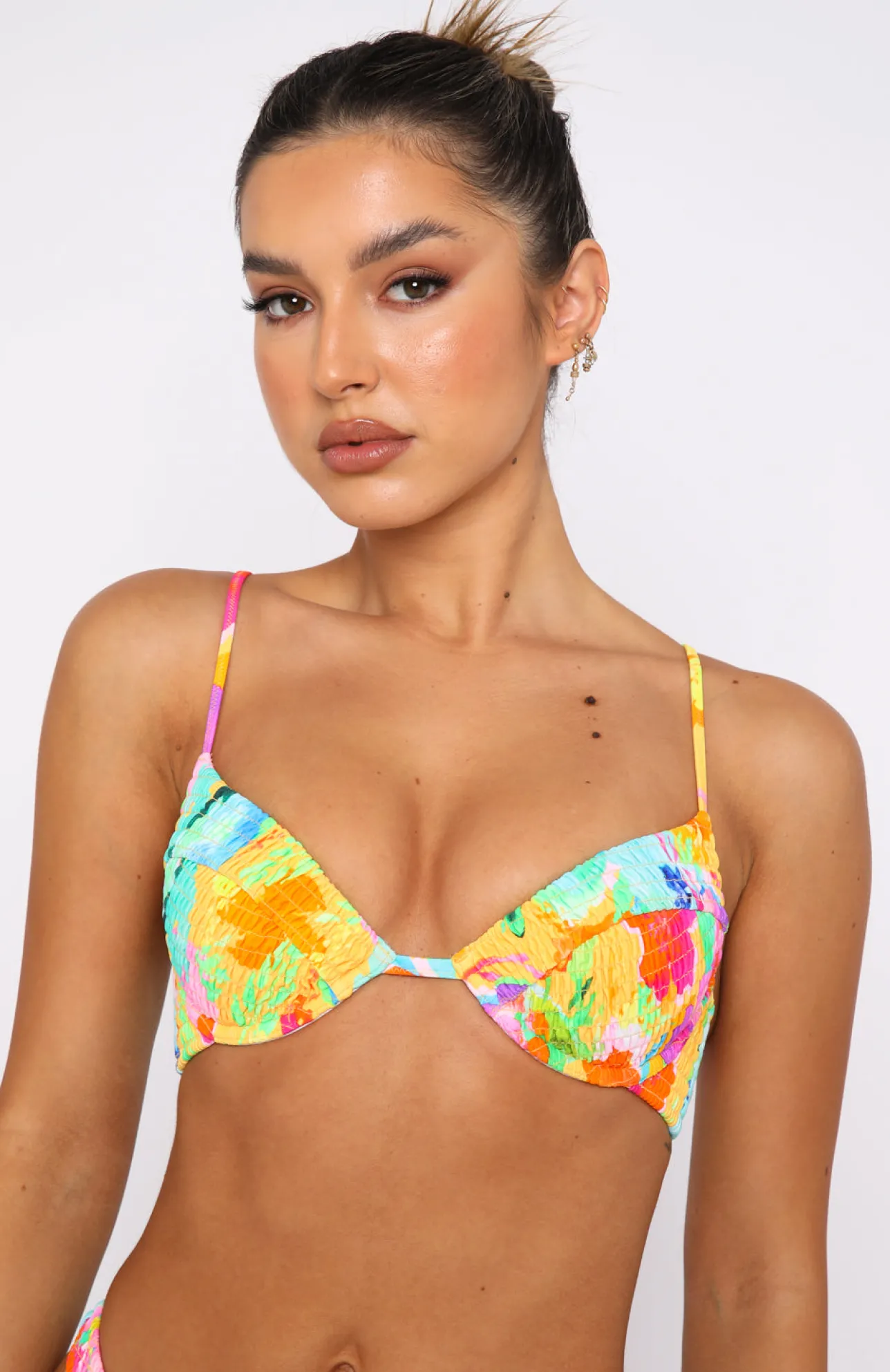 White Fox Boutique Costa Rica Bikini Top Ruched Floral Pop multi Online