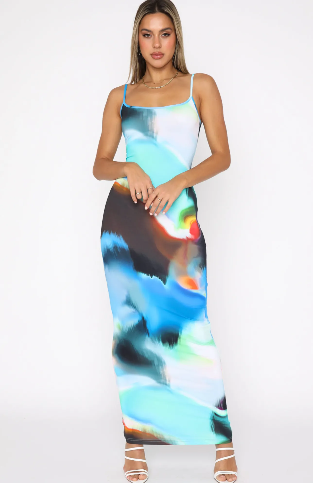 White Fox Boutique Crave You Maxi Dress Ice Aura blue Cheap
