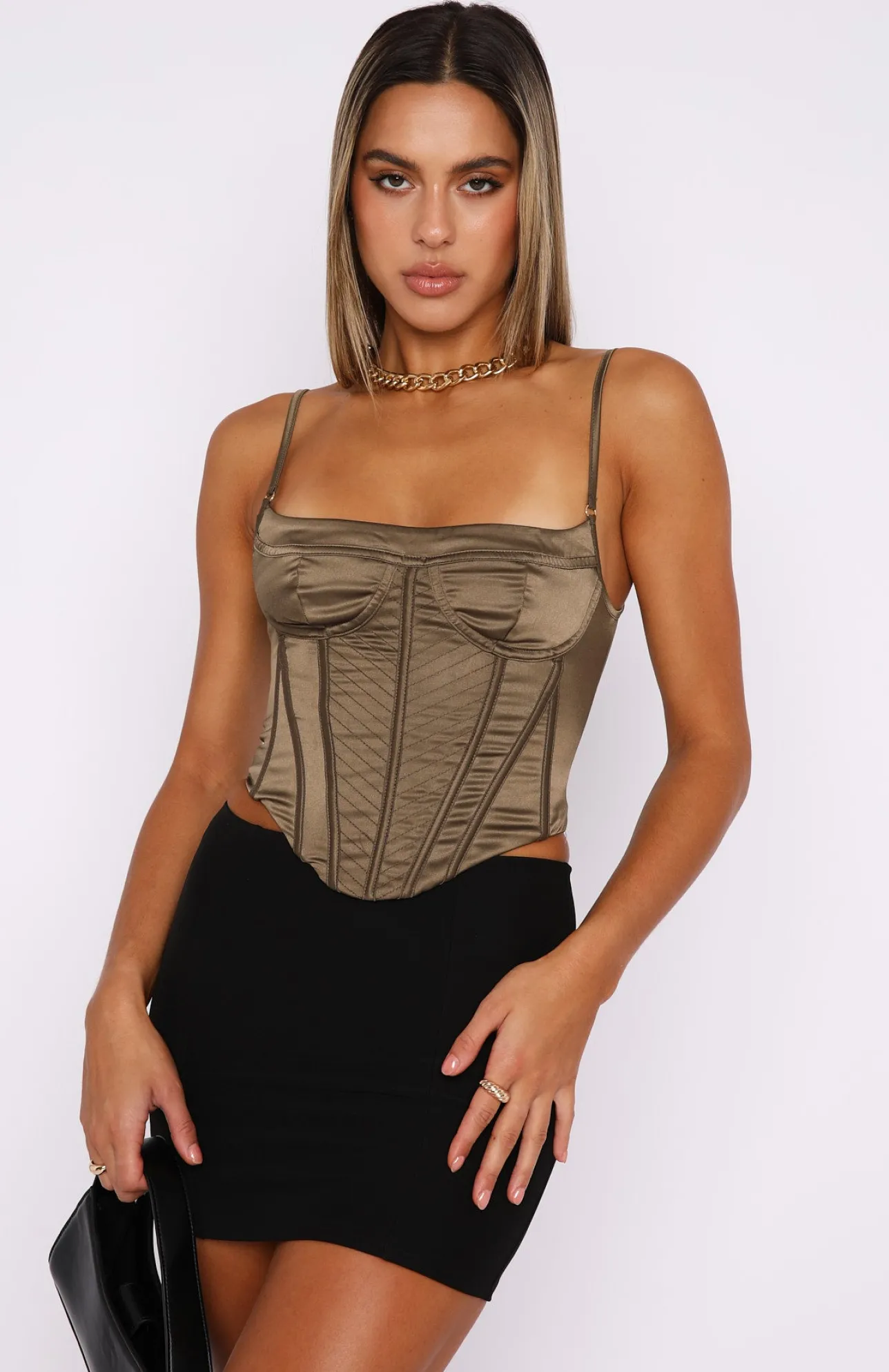White Fox Boutique Crazy In Love Bustier Olive green Best