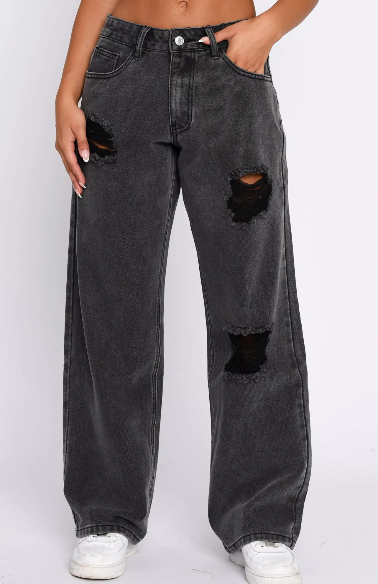 White Fox Boutique Cross My Path Jeans Acid Wash black Discount