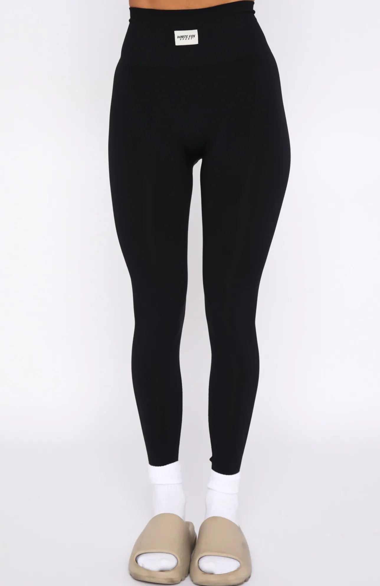 White Fox Boutique Cross The Line Seamless High Waisted Leggings black New