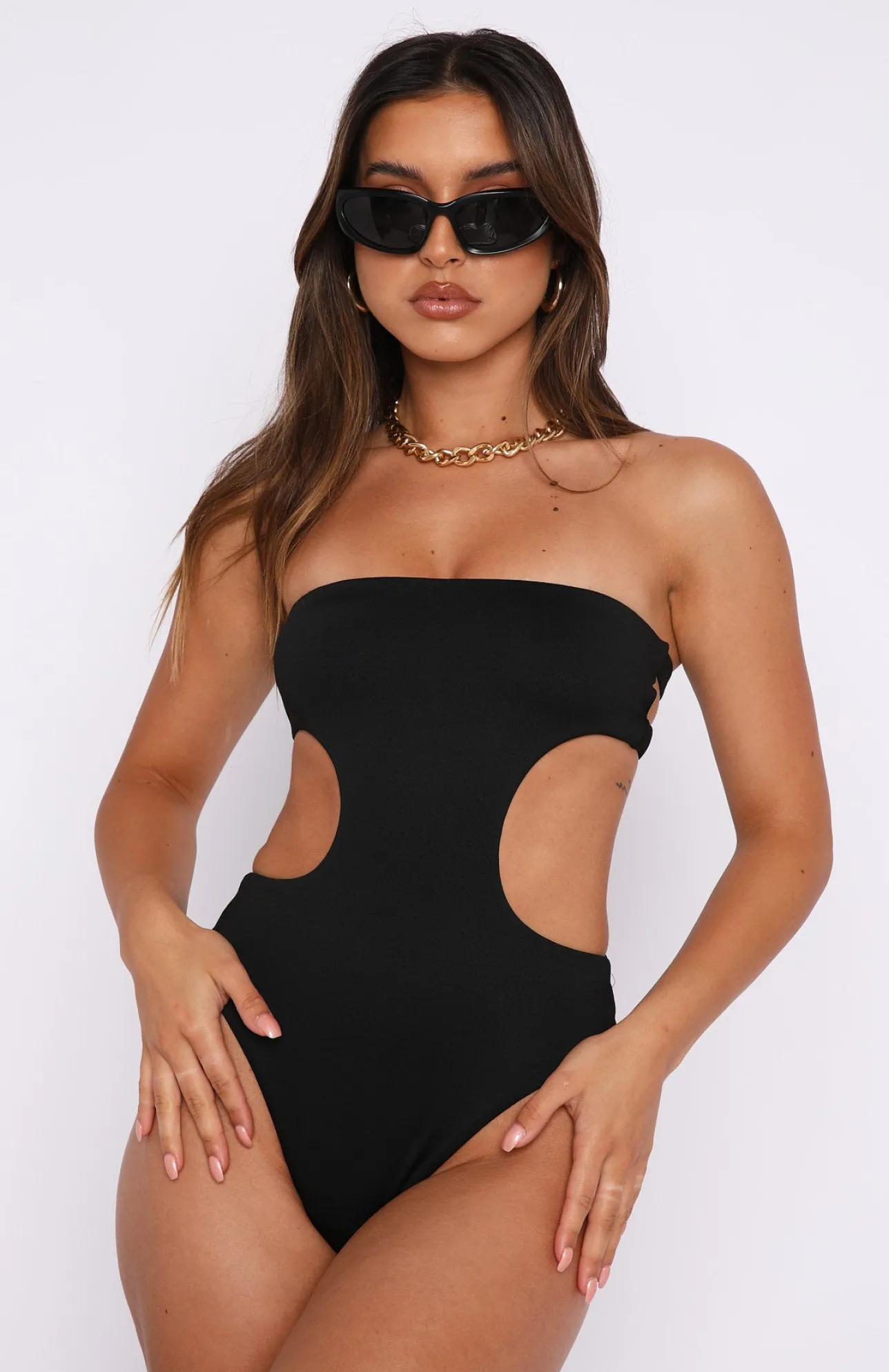 White Fox Boutique Cutting Corners Bodysuit black Outlet