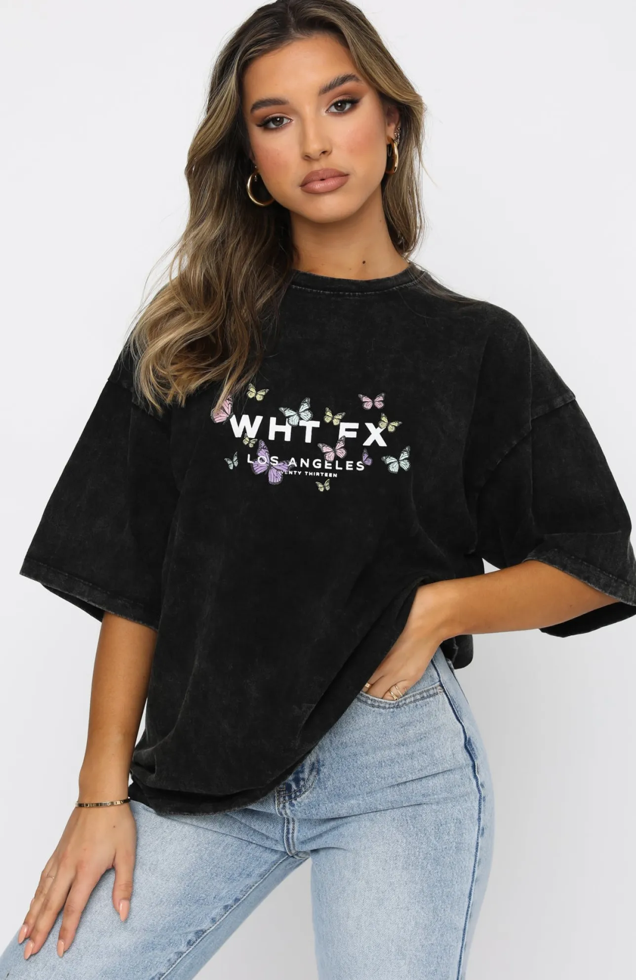 White Fox Boutique Dare To Dream Oversized Tee Acid black Best