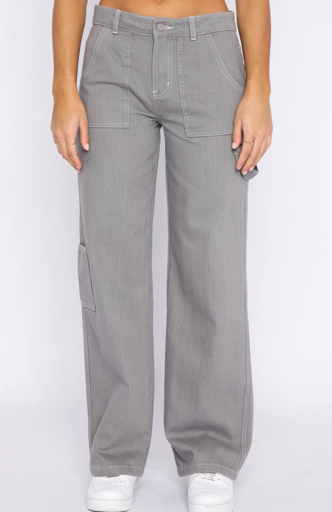 White Fox Boutique Do Better Cargo Pants grey Flash Sale