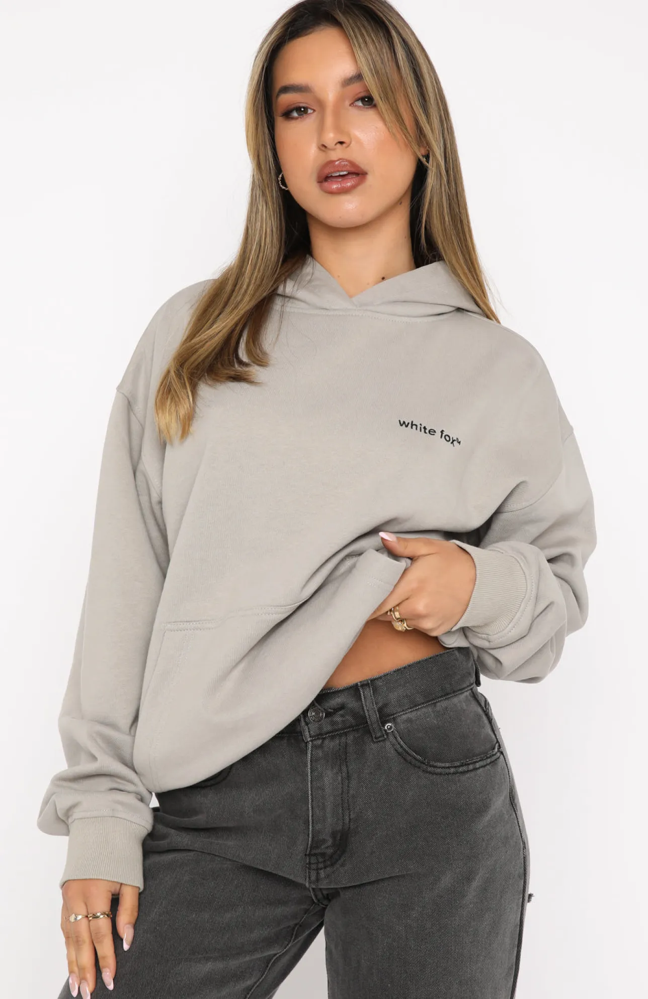 White Fox Boutique Do What It Takes Hoodie Mushroom grey Hot