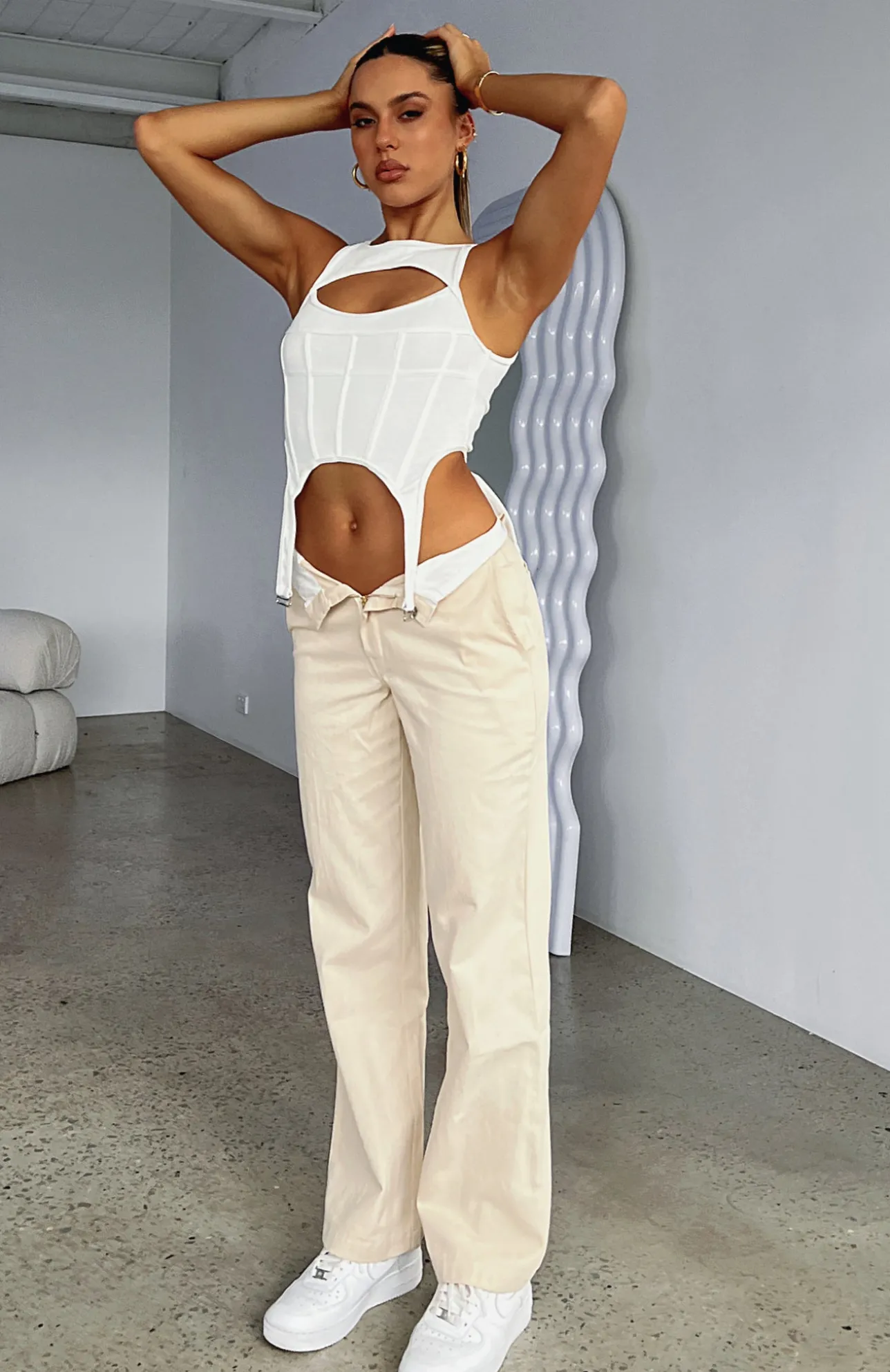 White Fox Boutique Don't Mess Around Pants Cream white Clearance