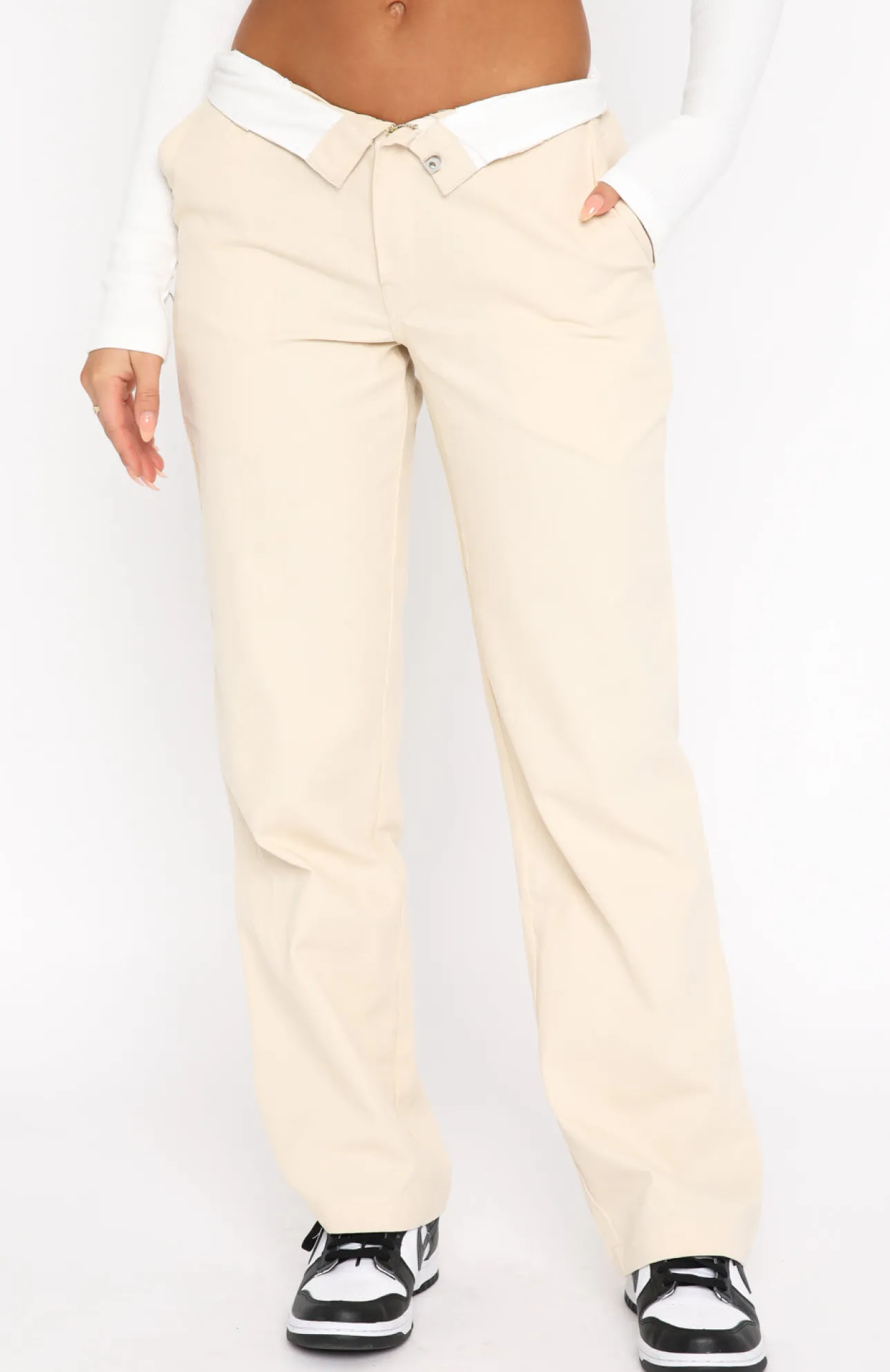White Fox Boutique Don't Mess Around Pants Cream white Clearance