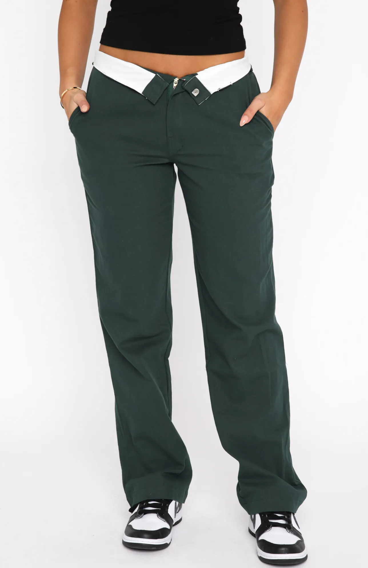 White Fox Boutique Don't Mess Around Pants Forest green Fashion