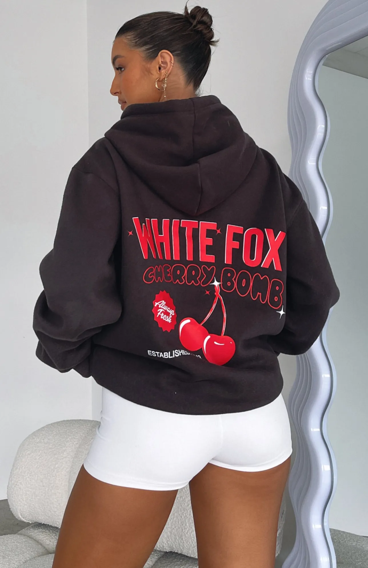 White Fox Boutique Don't Waste Time Hoodie Charcoal black Best Sale