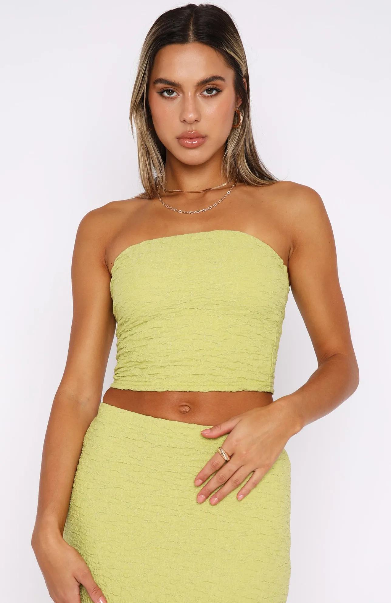 White Fox Boutique Down To Business Crop Top Matcha green Fashion