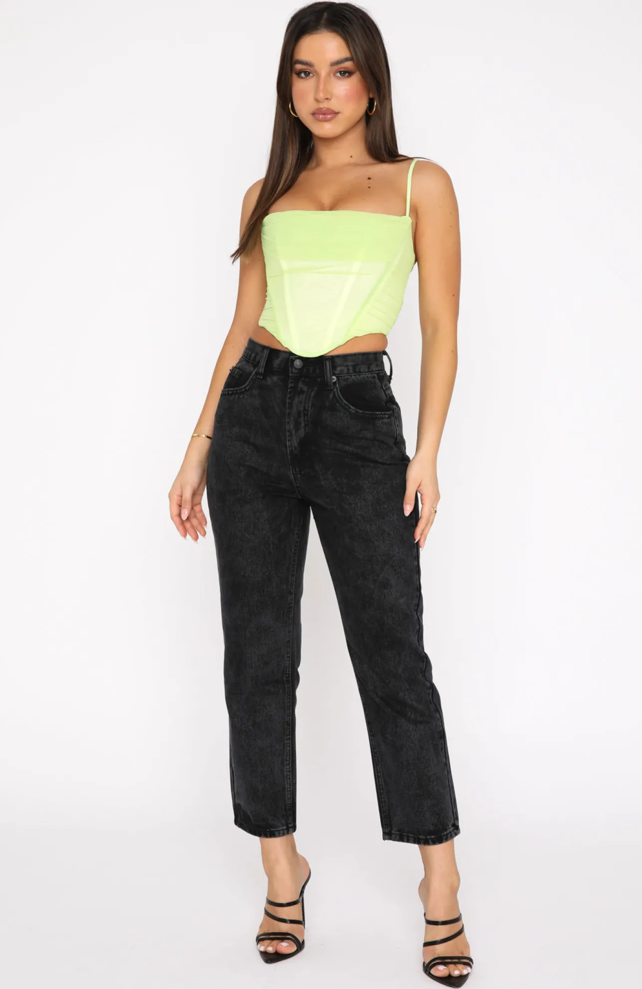 White Fox Boutique Drive Me Crazy Cropped Jeans Vintage black New
