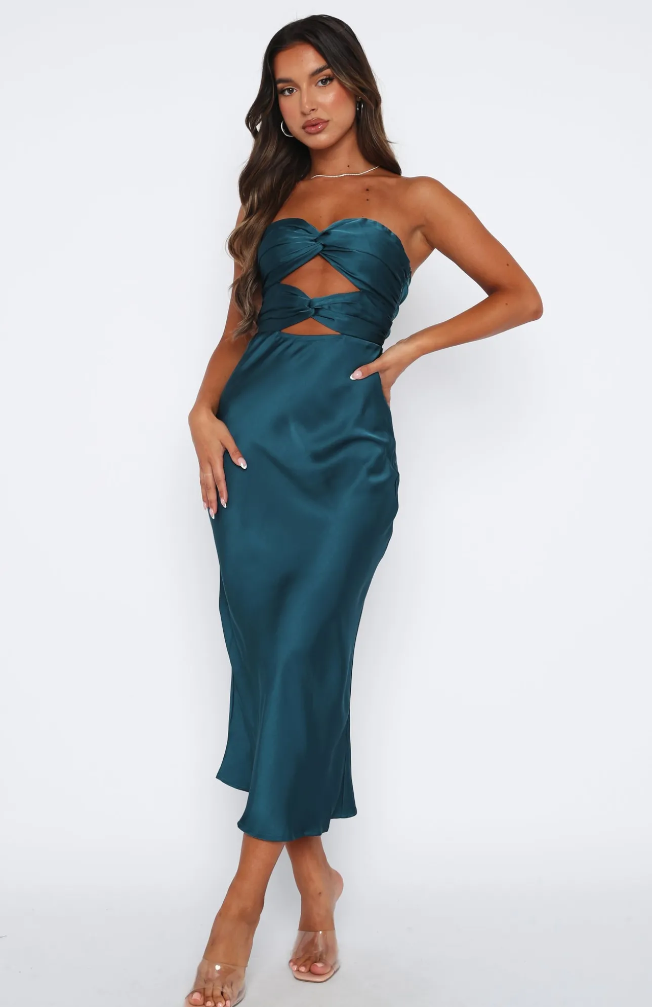 White Fox Boutique Elysium Midi Dress Teal blue Sale