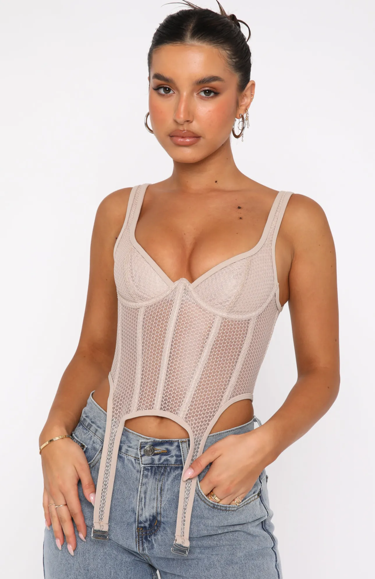 White Fox Boutique Enlighten Me Bustier Taupe nude Discount