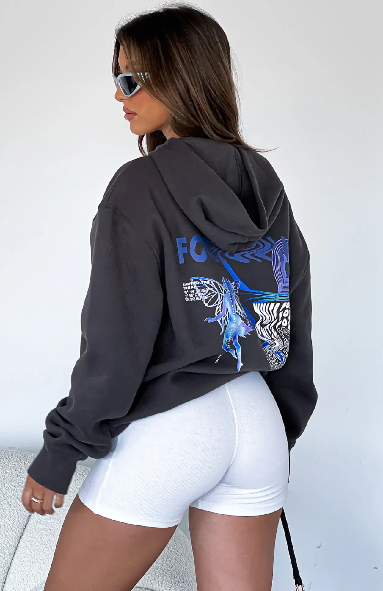 White Fox Boutique Enter The Dream Oversized Hoodie Charcoal grey Hot