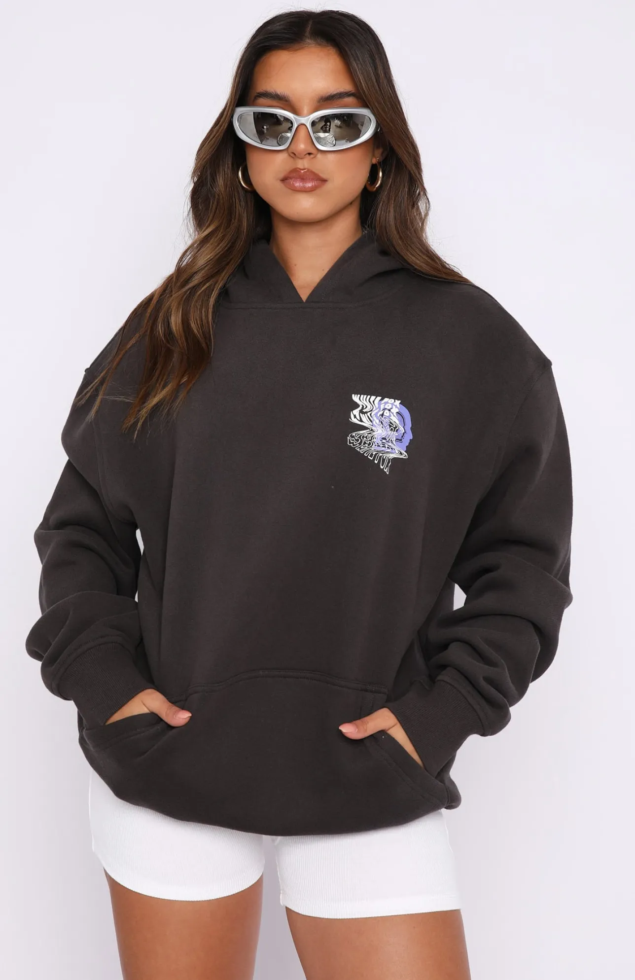 White Fox Boutique Enter The Dream Oversized Hoodie Charcoal grey Hot