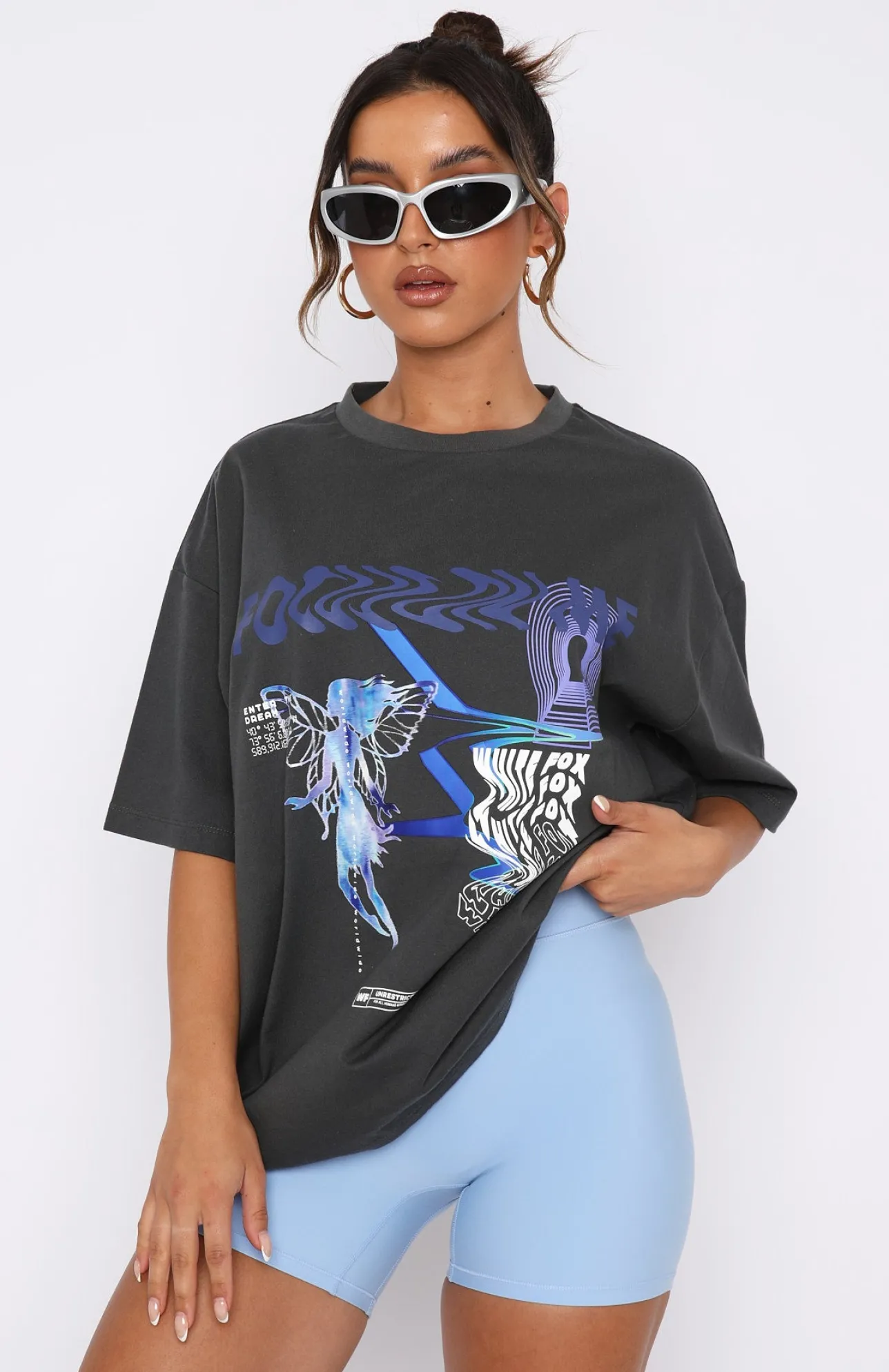 White Fox Boutique Enter The Dream Oversized Tee Charcoal grey Cheap