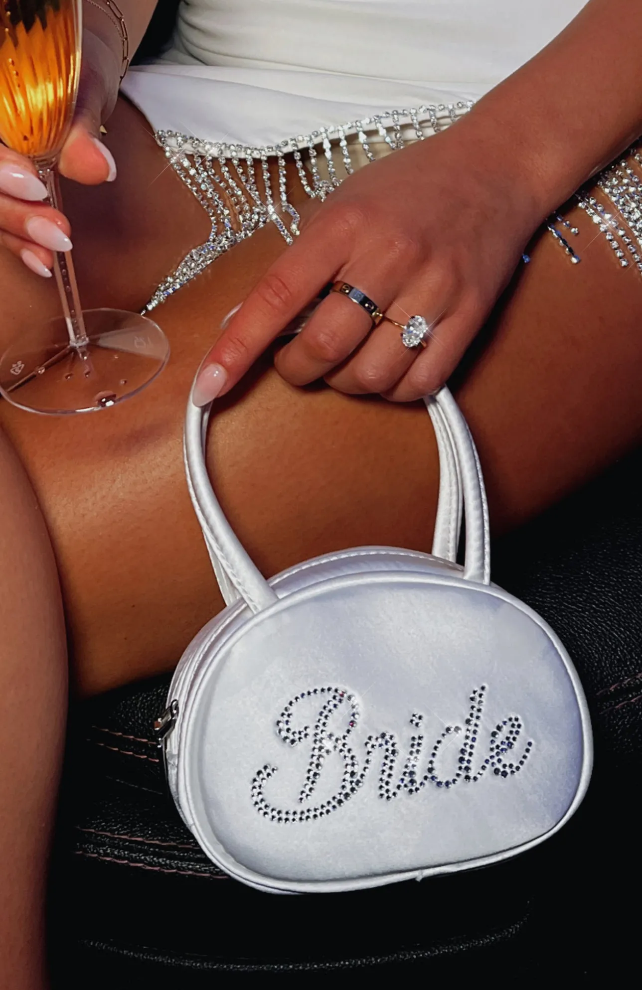 White Fox Boutique Eternity Bride Diamante Bag white Discount