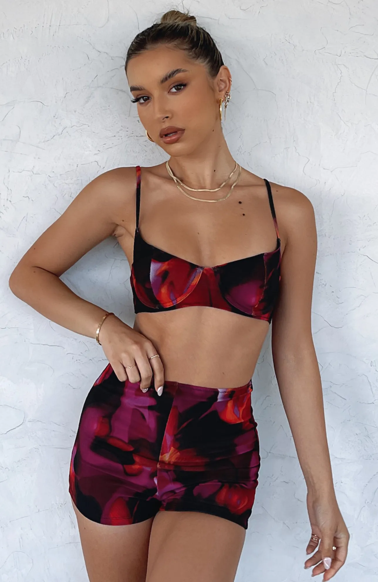 White Fox Boutique Executive Crop Flame Print pink Cheap