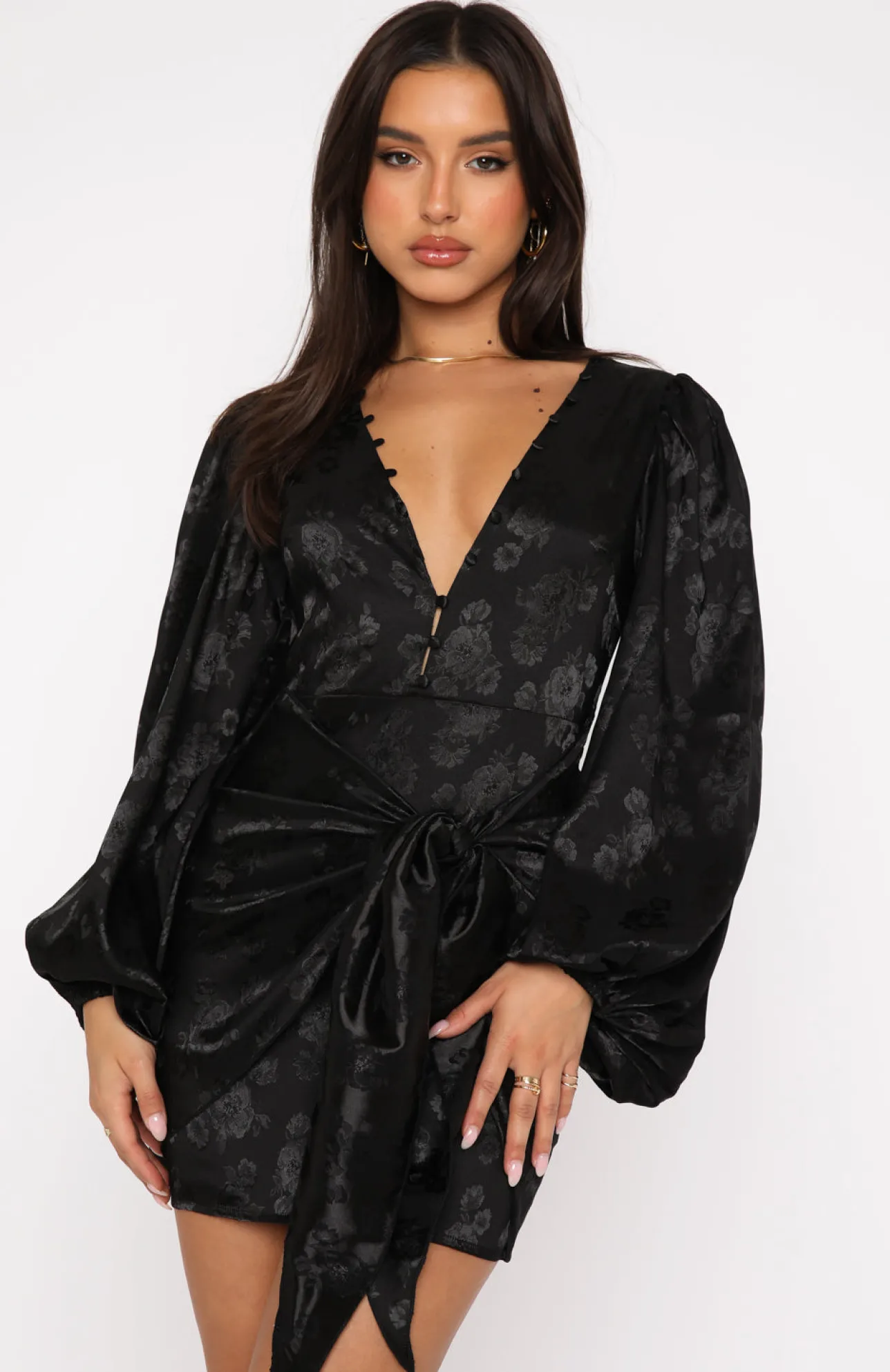 White Fox Boutique Eye Catcher Long Sleeve Mini Dress black Cheap