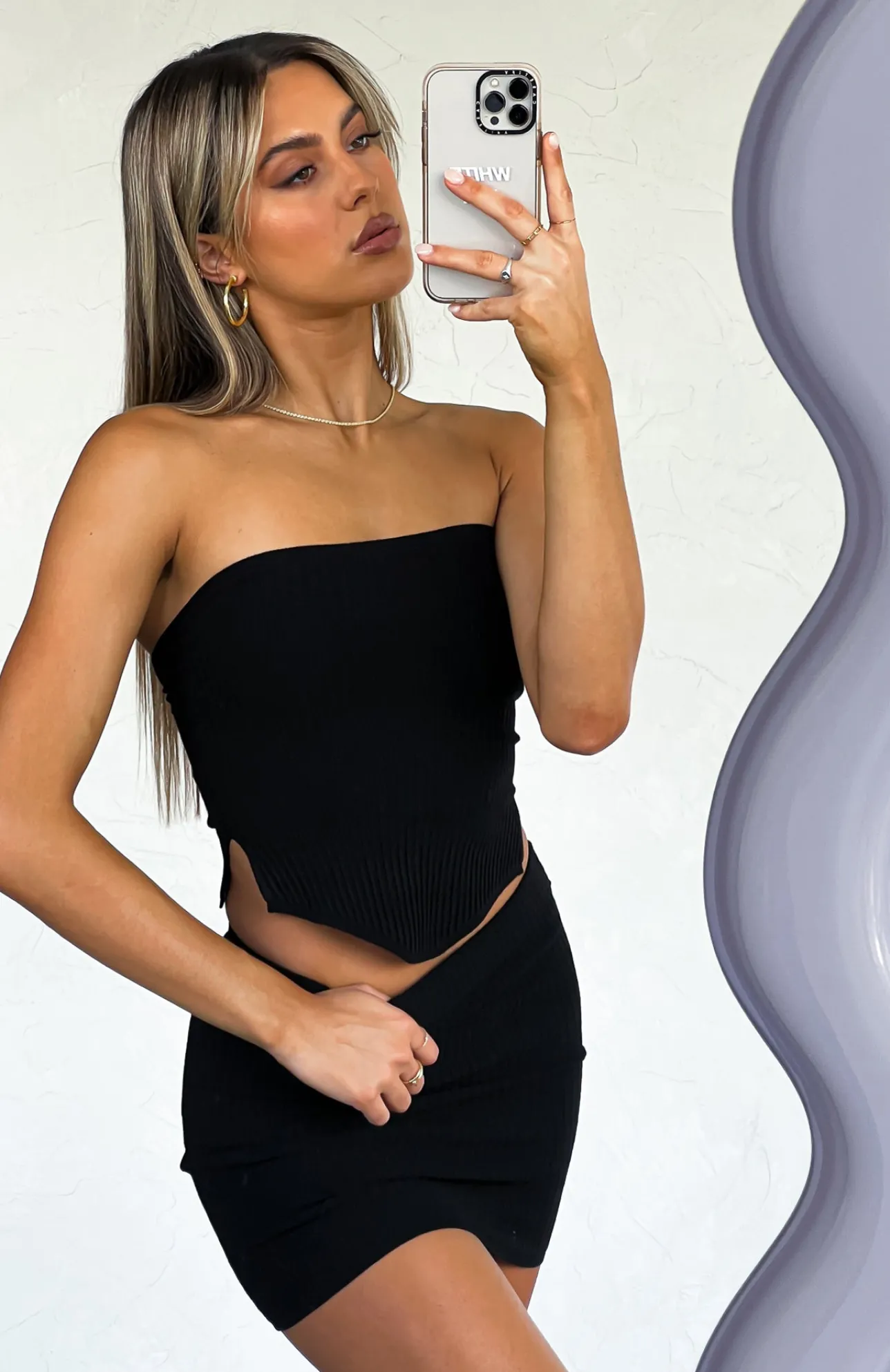 White Fox Boutique Fair And Square Knitted Bustier black Outlet