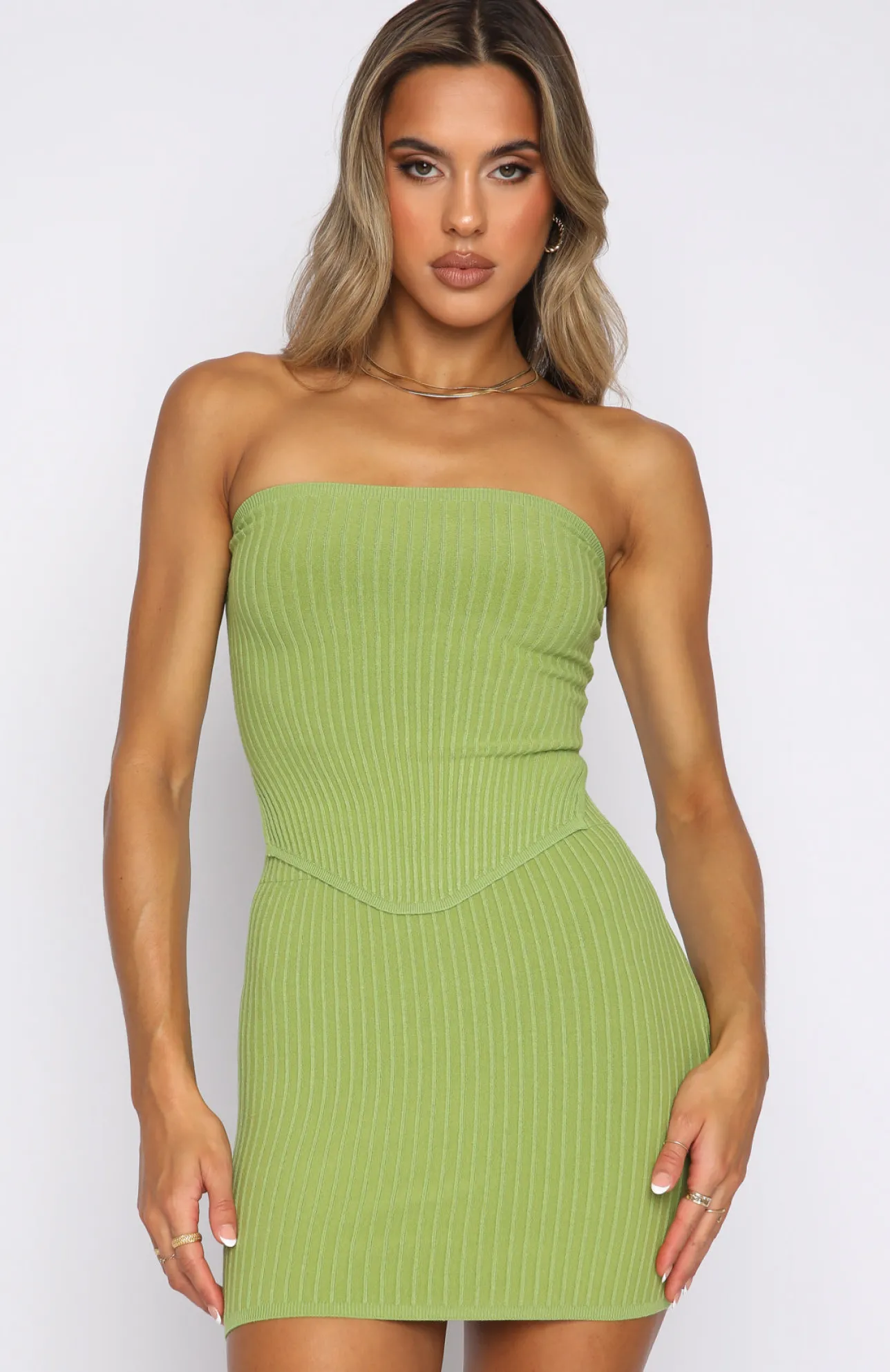 White Fox Boutique Fair And Square Knitted Bustier Matcha green Flash Sale