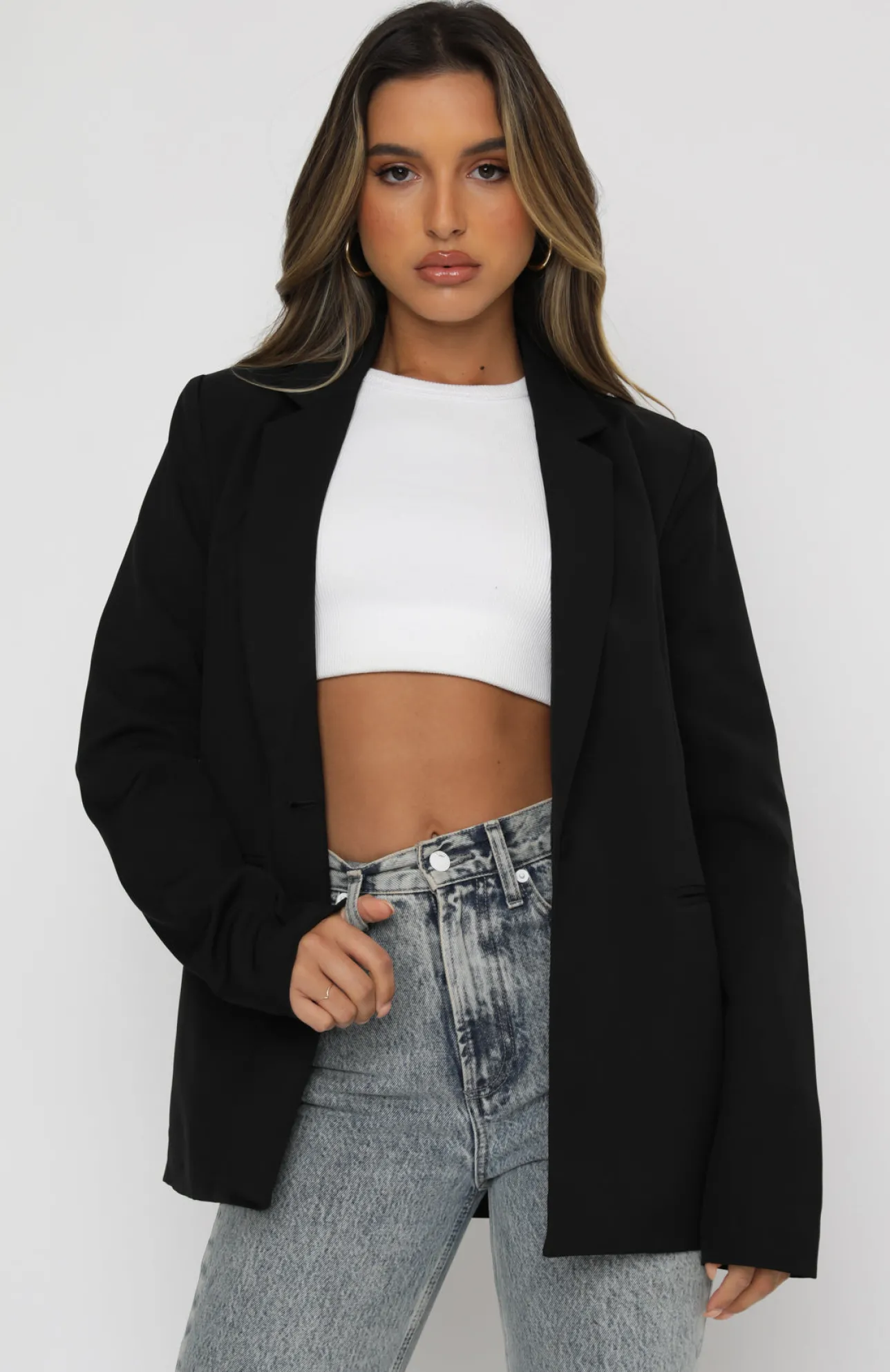 White Fox Boutique Fashion Force Blazer black New